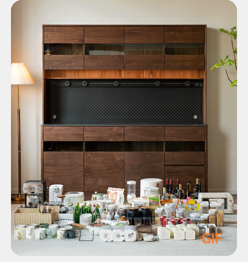 Premium Black Walnut Solid Wood Sideboard Buffet Cabinet - Rustic Dining Room Storage for Dishes, Linens & Entertaining Essentials
