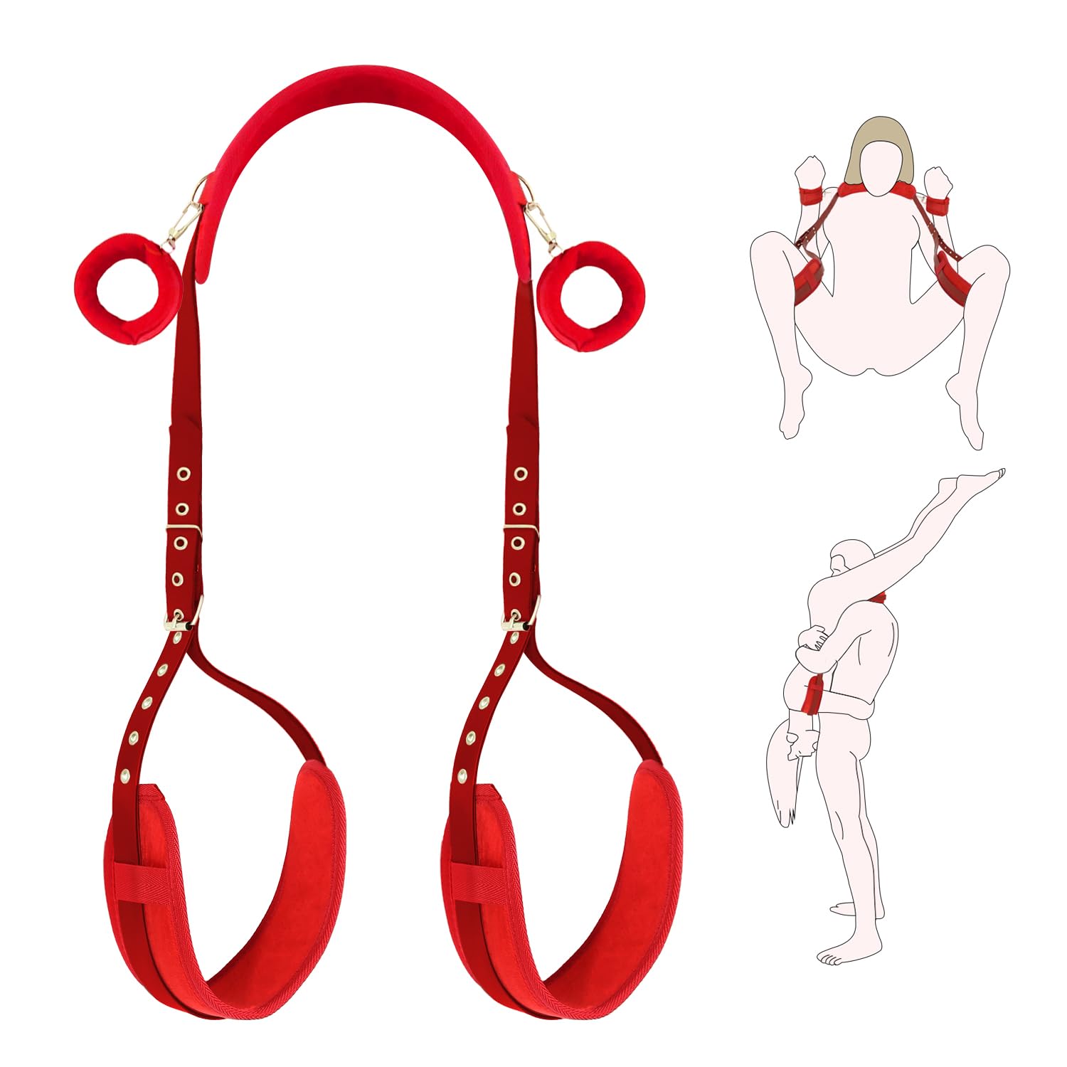 BDSM Bondage Restraints Kit - Adjustable Wrist Cuffs, Thigh Sling & Bed Restraints for Couples | Adult Sex Toys for Women & Men | Perfect for Bedroom Play & Kinky Couples Fun