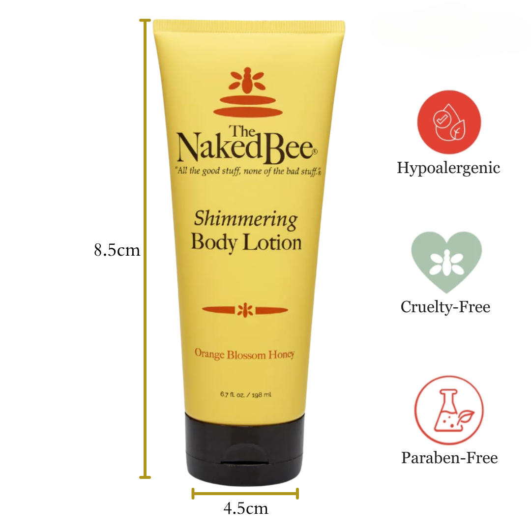 The Naked Bee Orange Blossom Honey Shimmering Body Lotion - Moisturizing & Glowing Skin Care for Women - Perfect for Dry Skin, Daily Hydration & Special Occasions