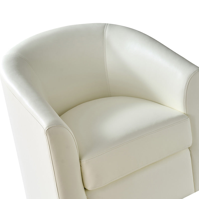 360 Degree Swivel Barrel Faux Leather Chair - Modern Accent Chair for Living Room, Office & Lounge - Comfortable PU Leather Recliner with Smooth Rotation
