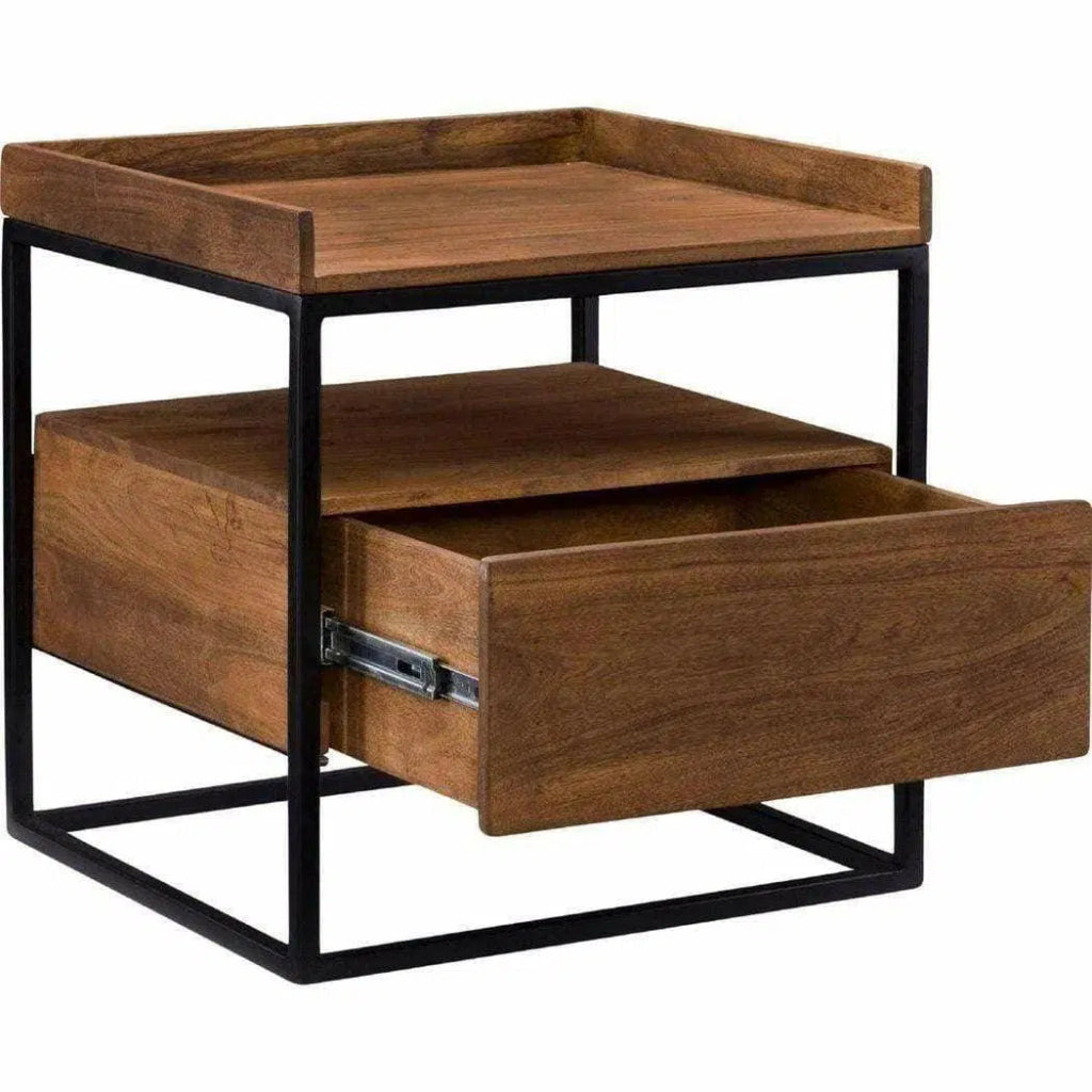 23 Inch Industrial Side Table with Metal Frame - Rustic Brown End Table for Living Room, Bedroom & Office - Sturdy & Stylish Home Decor Furniture