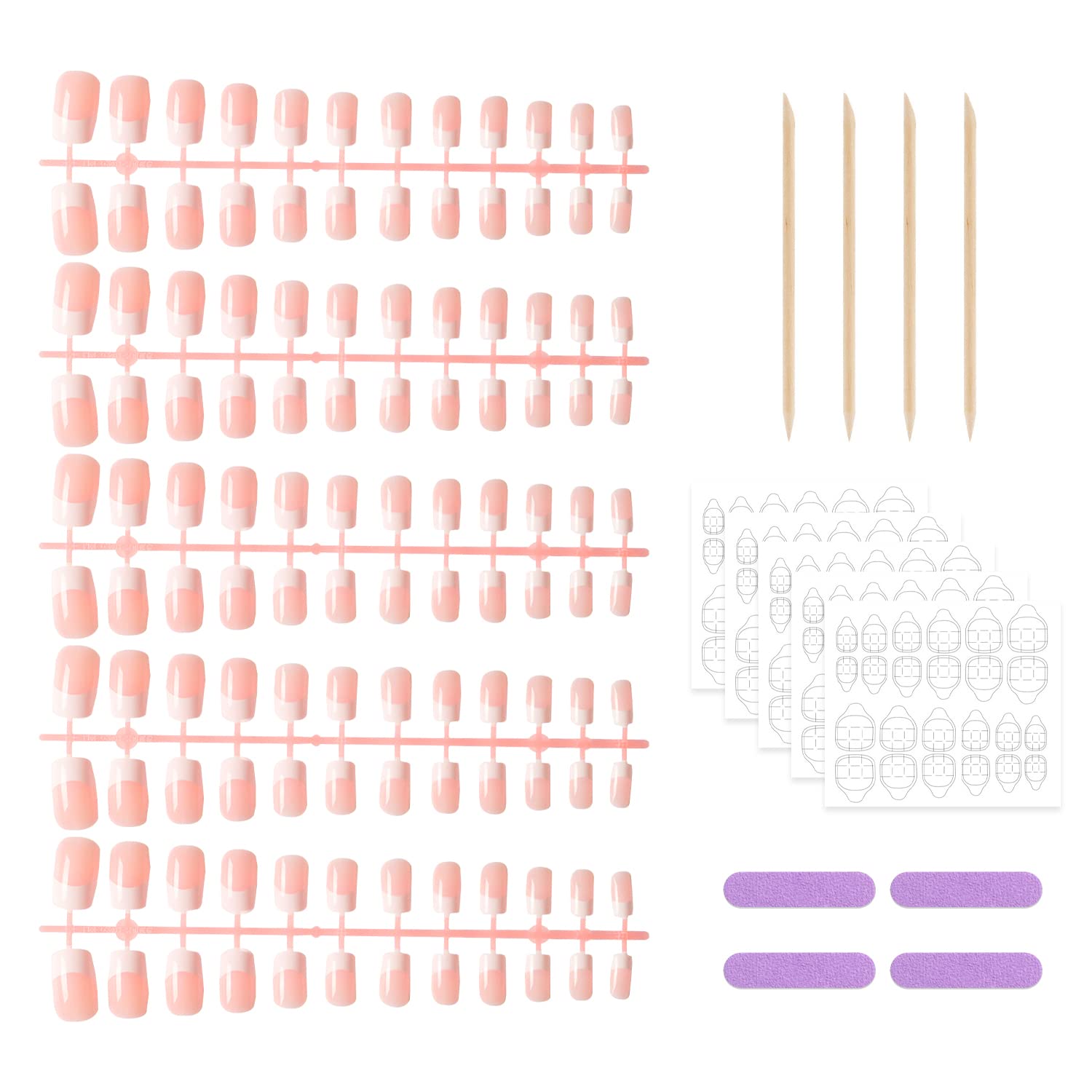 248-Piece Nail Art Kit with Fake Nails, Jelly Stickers, Nail File & Orange Stick - Professional Nail Decorating Tools for Home & Salon Use - Perfect for Women & Girls DIY Manicures & Nail Art Designs