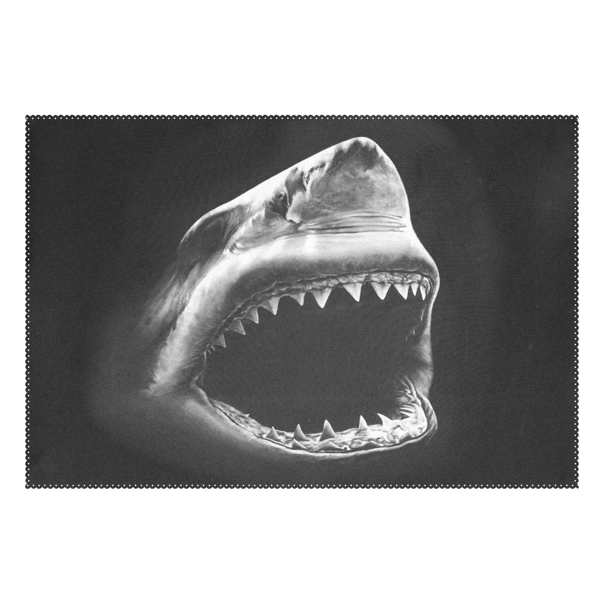 MOYYO Shark Heat-Resistant Non-Slip Placemat - Washable Polyester Table Mat for Dining & Kitchen Decor (1PC) - Perfect for Family Meals, Kids' Parties & Restaurant Use