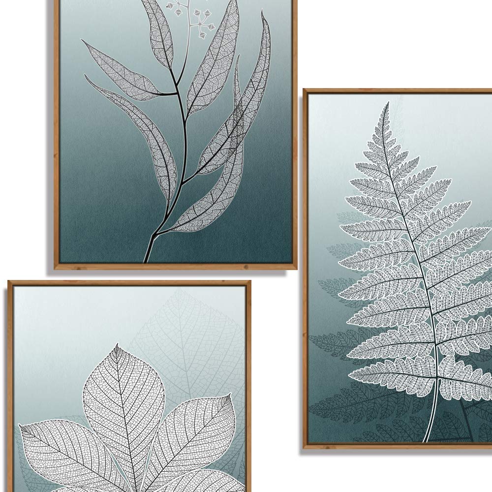 Wall26 3-Panel Framed Canvas Wall Art - Leaf Theme Modern Home Decor (16x24 Inches Each) Ready to Hang - Perfect for Living Room, Bedroom & Office Decor