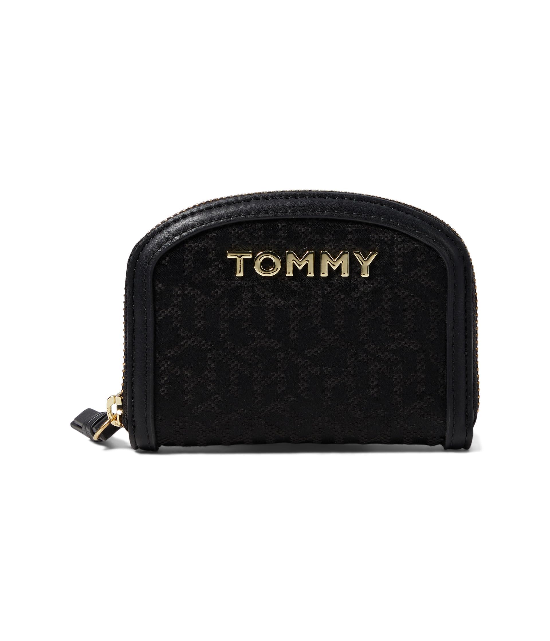 Tommy Hilfiger Keylee SLG Half Moon Jacquard Wallet - Stylish Black Tonal Design for Women | Perfect for Everyday Use, Travel & Gift Giving