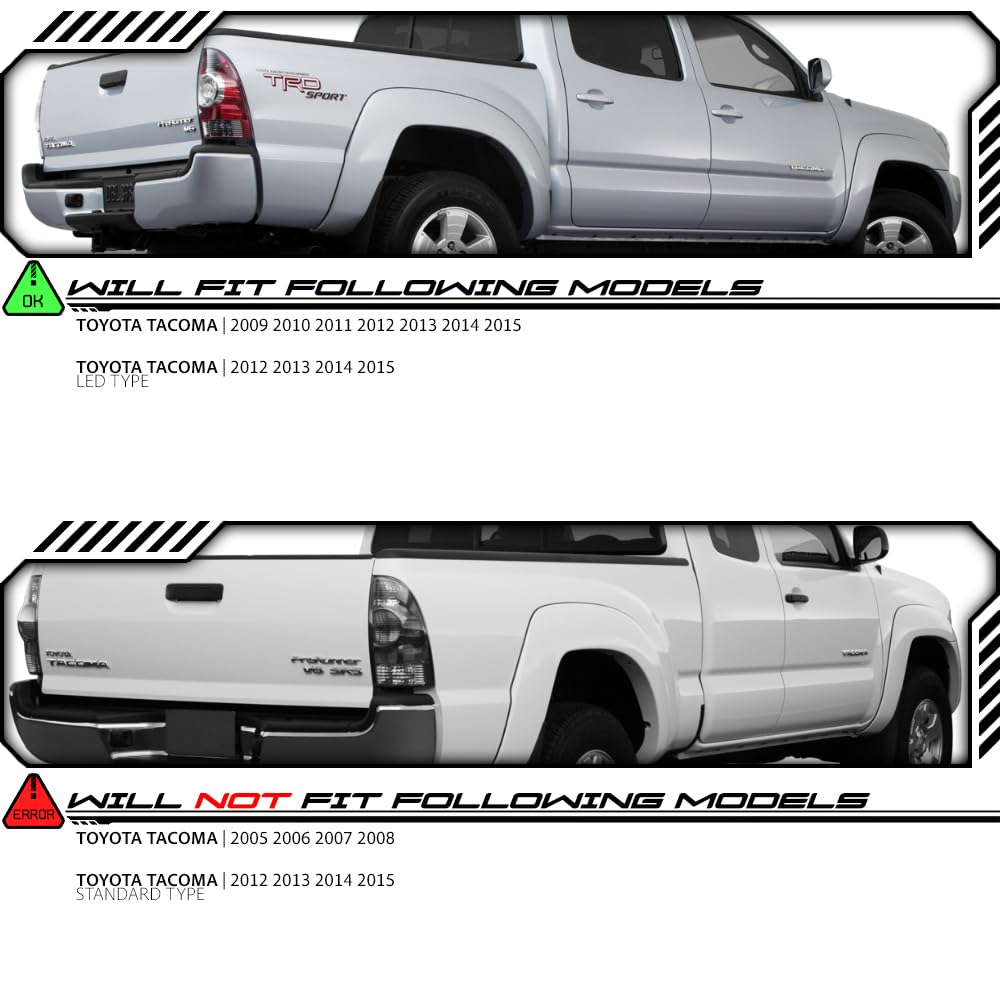 OE Style LED Tail Lights Replacement for 2009-2015 Toyota Tacoma - Smoked Lens, Plug & Play Installation (Part# TO2800177/TO2801177/8156004160/8155004160) - Perfect for Off-Roading, Night Driving & Custom Truck Upgrades