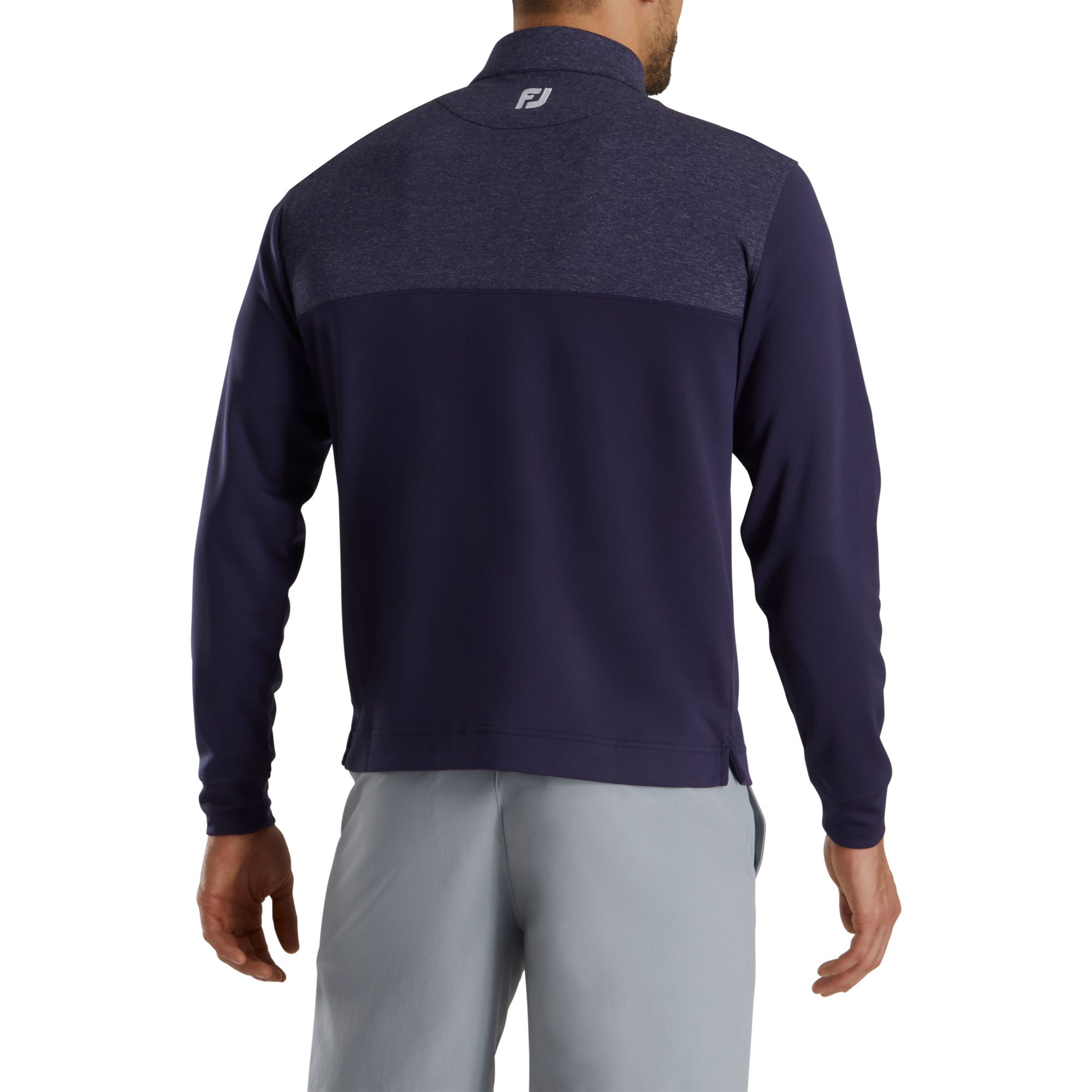 FootJoy Heather Yoke Navy Men's Golf 1/2 Zip Pullover - Lightweight Performance Golf Shirt for Men - Perfect for Golfing, Practice & Casual Wear