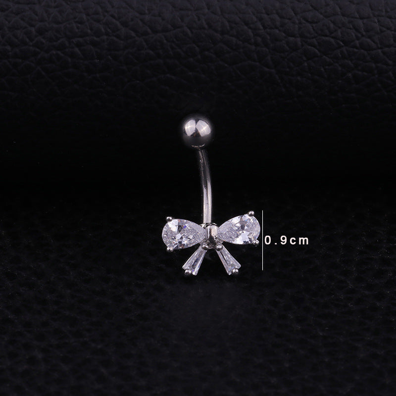 Surgical Steel Bowknot Belly Button Ring - HSBR18609 | Hypoallergenic Navel Piercing Jewelry for Women, Perfect for Everyday Wear & Special Occasions