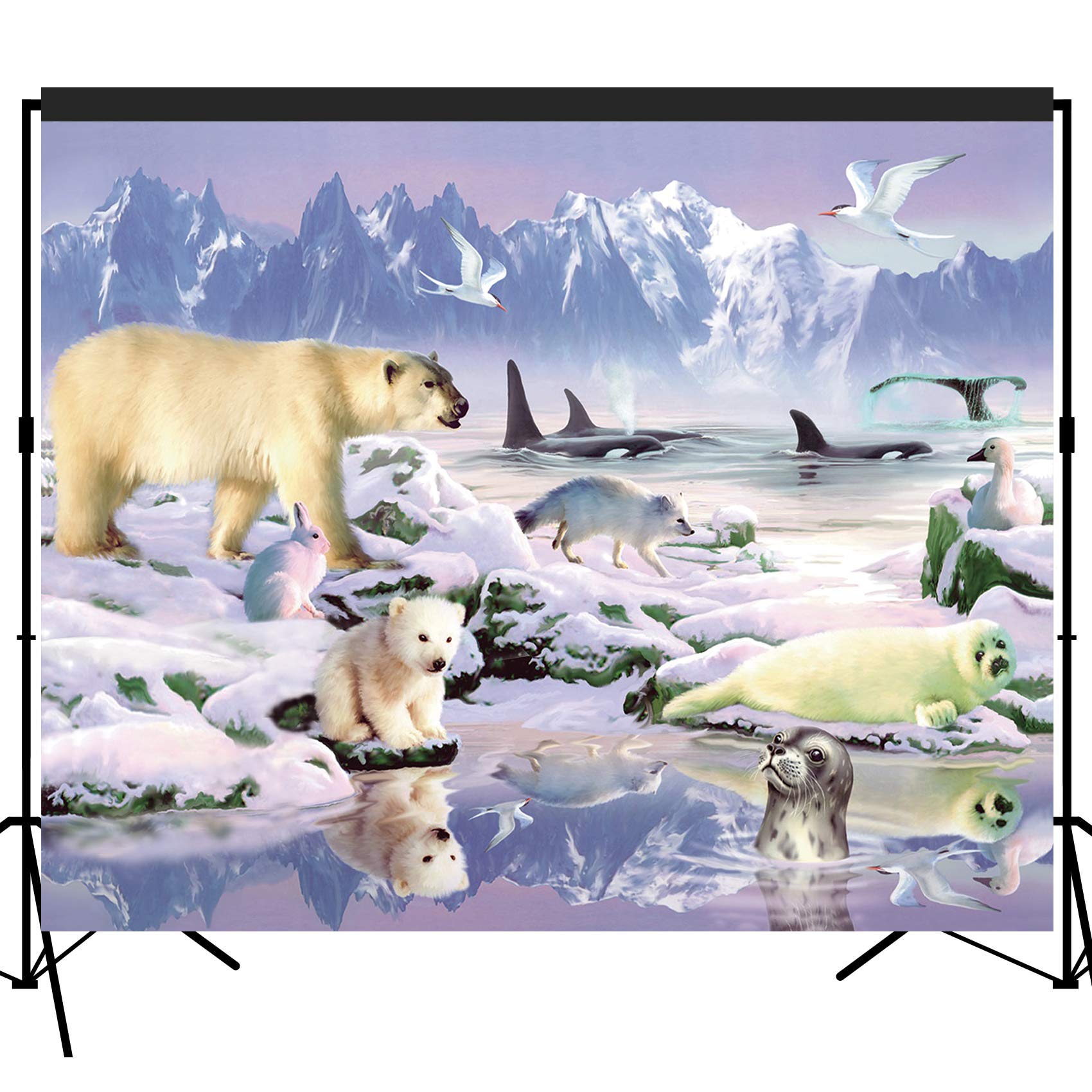 Polar Animals Photography Backdrop 7x6ft for Studio & Photobooth #2190 - Winter Theme Party Decor