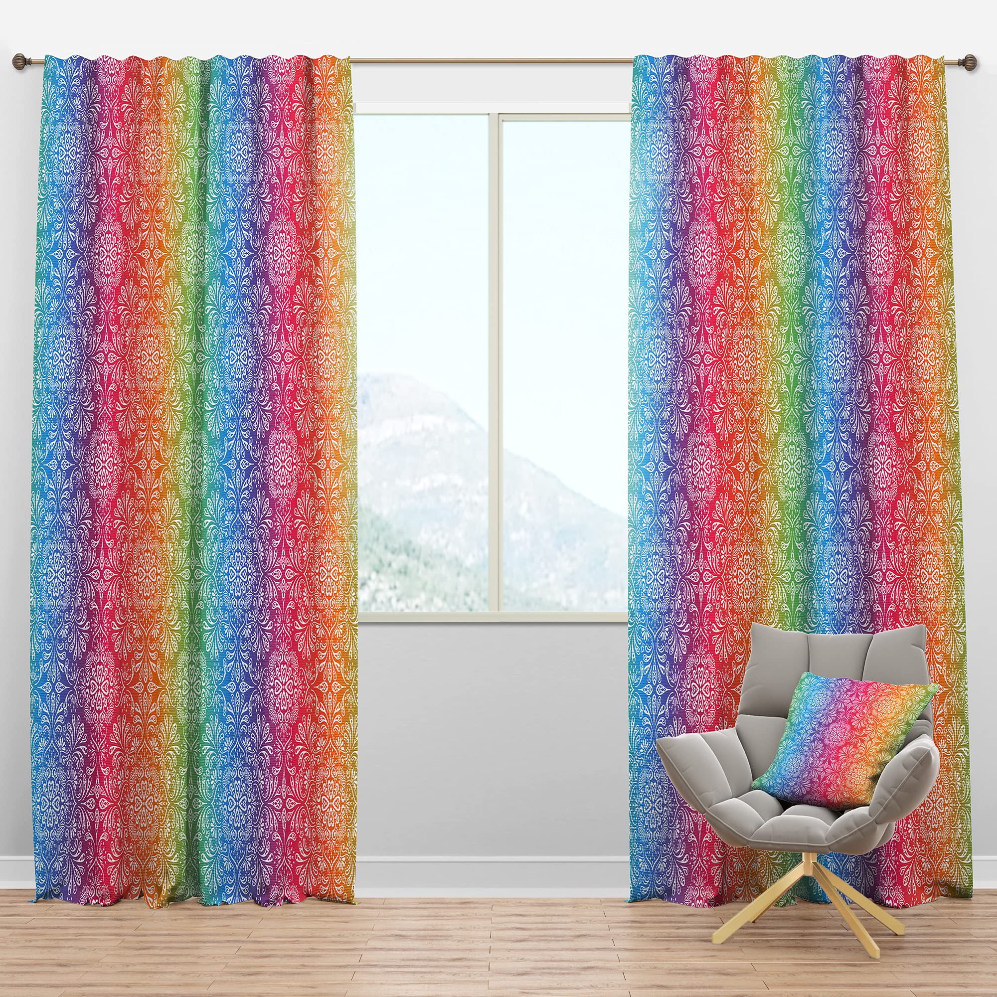 DesignQ Blackout Curtains - Ethnic Floral Pattern Thermal Insulated Window Drapes for Bedroom & Living Room (Single Panel 52x95 Inches) - Perfect for Light Blocking, Privacy & Home Decor