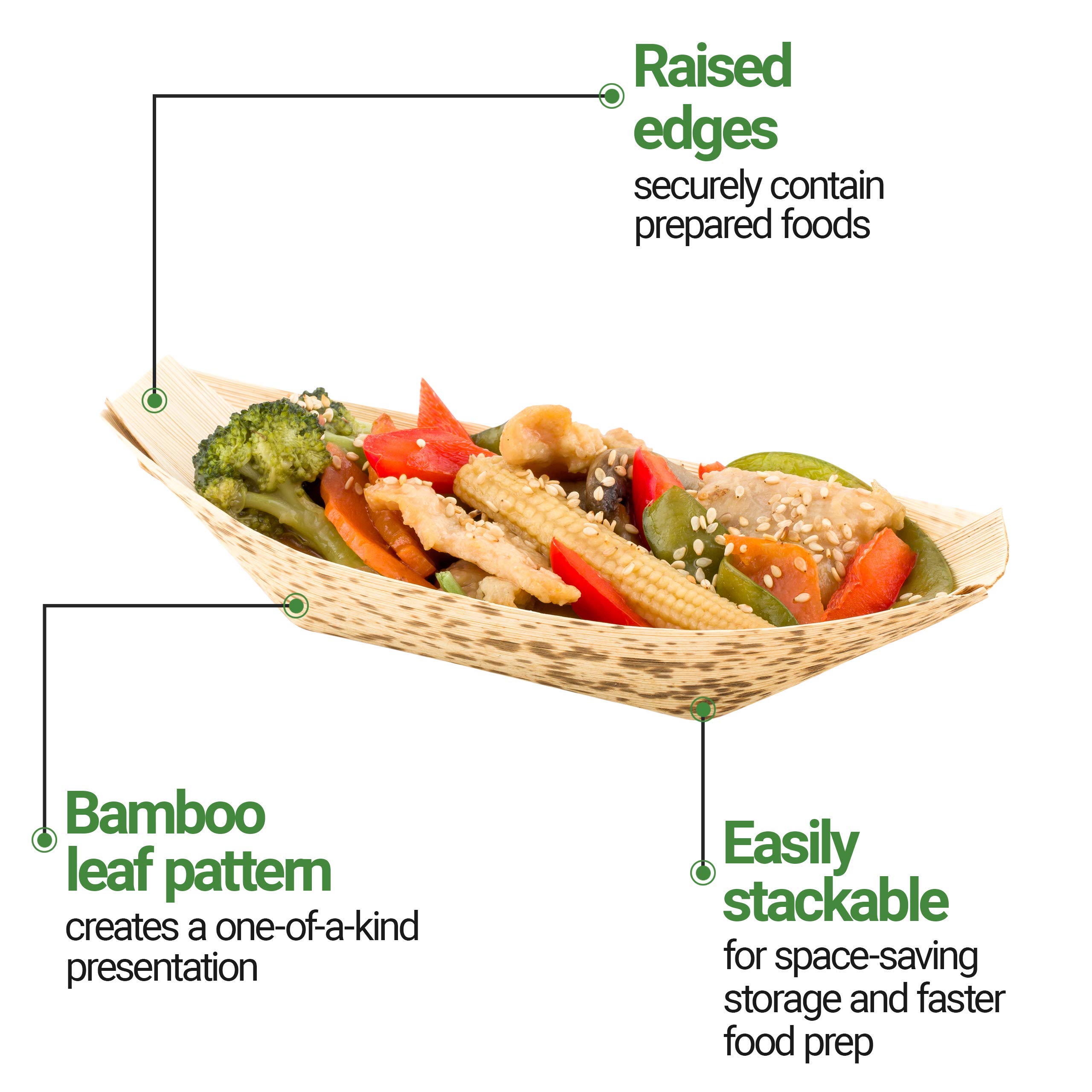 Premium 7.25 Inch Disposable Bamboo Plates - 100 Natural Round Bamboo Boats for Parties, Catering & Events | Eco-Friendly Tableware for Restaurants, Weddings & Outdoor Dining