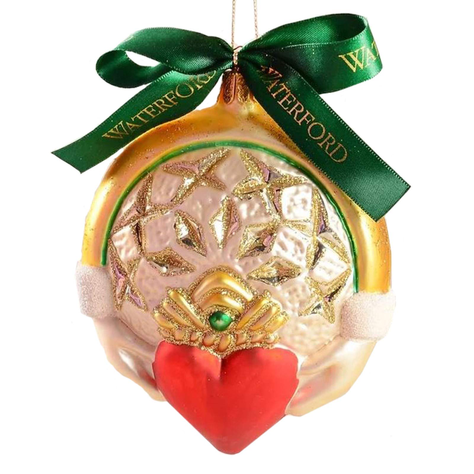 Waterford Holiday Heirlooms Claddagh Ring Heart & Hands Glass Christmas Ornament - Elegant Irish Keepsake for Tree Decor, Gift Giving & Holiday Traditions