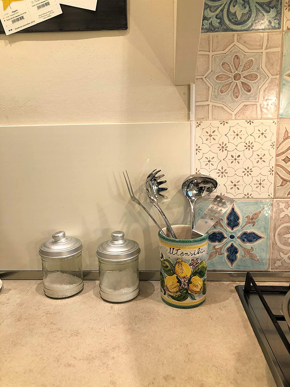 Italian Ceramic Utensil Holder - Hand Painted Tuscan Art Pottery Vessel Made in Italy | Perfect for Kitchen Organization & Rustic Home Decor