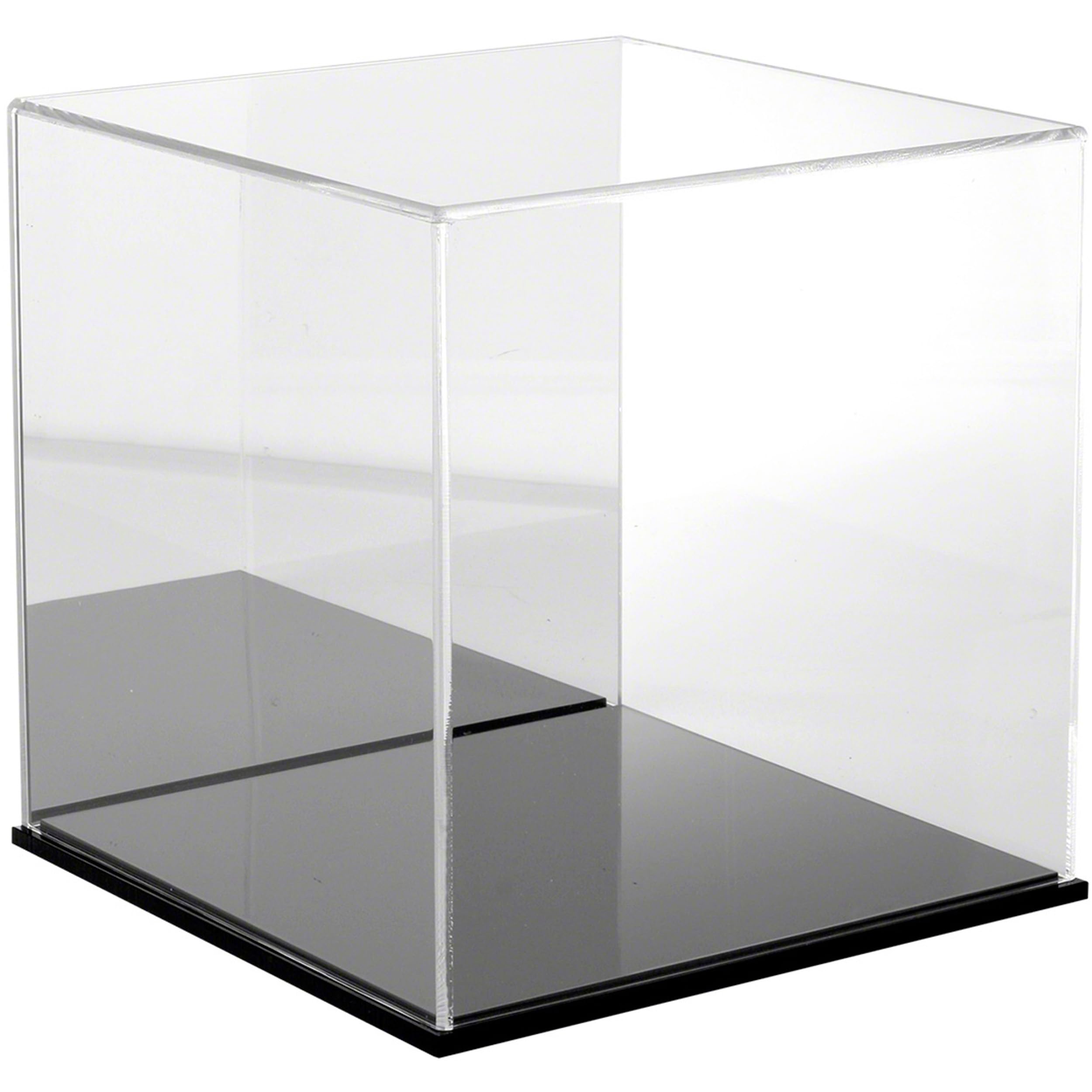 12x12x12 Inch Clear Acrylic Display Case with Black Base & Mirror Back - Perfect for Collectibles, Jewelry, and Retail Product Showcase