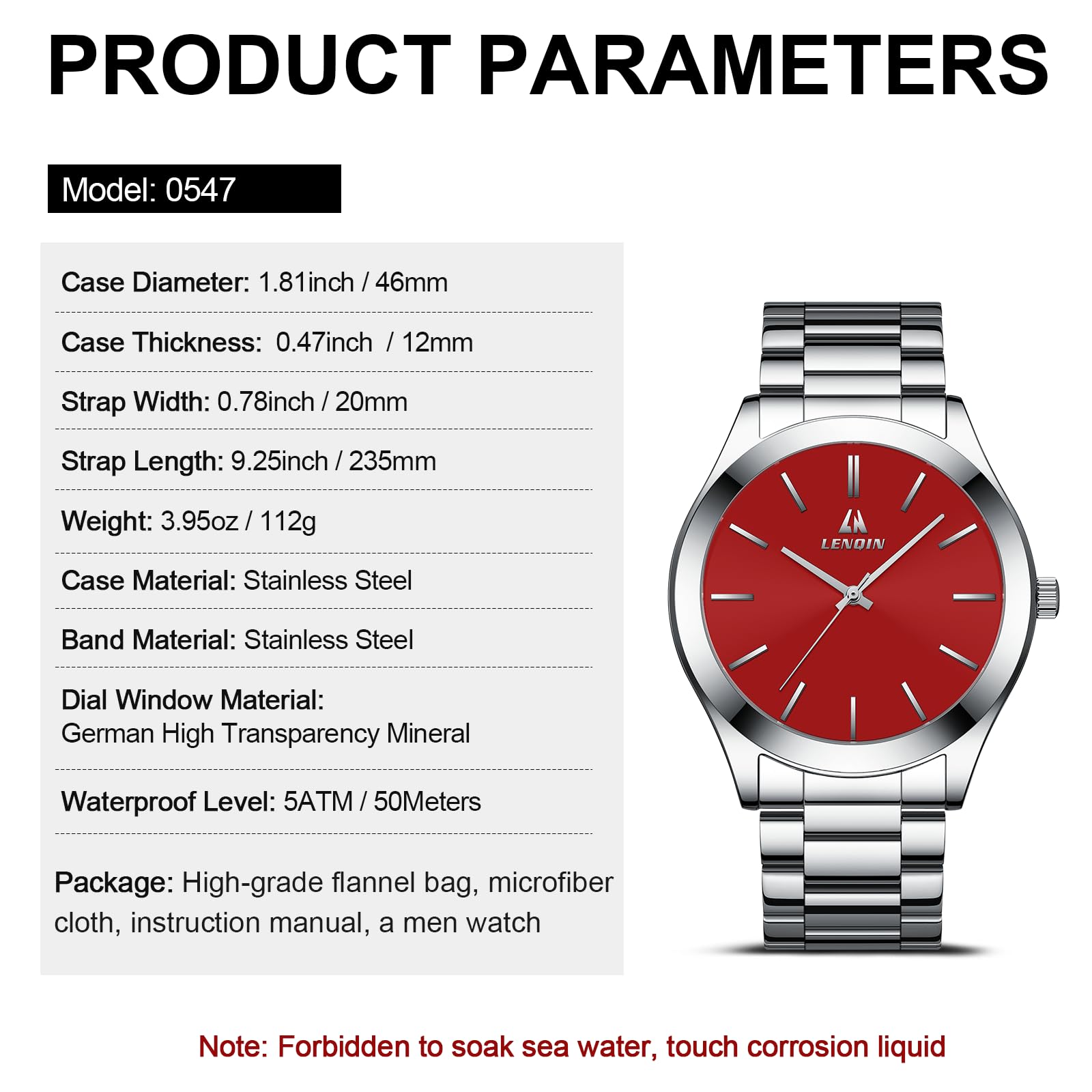 LN LENQIN Stainless Steel Waterproof Analog Quartz Watch for Men - Fashion Business Designer Watch | Perfect for Office, Formal Events & Everyday Wear