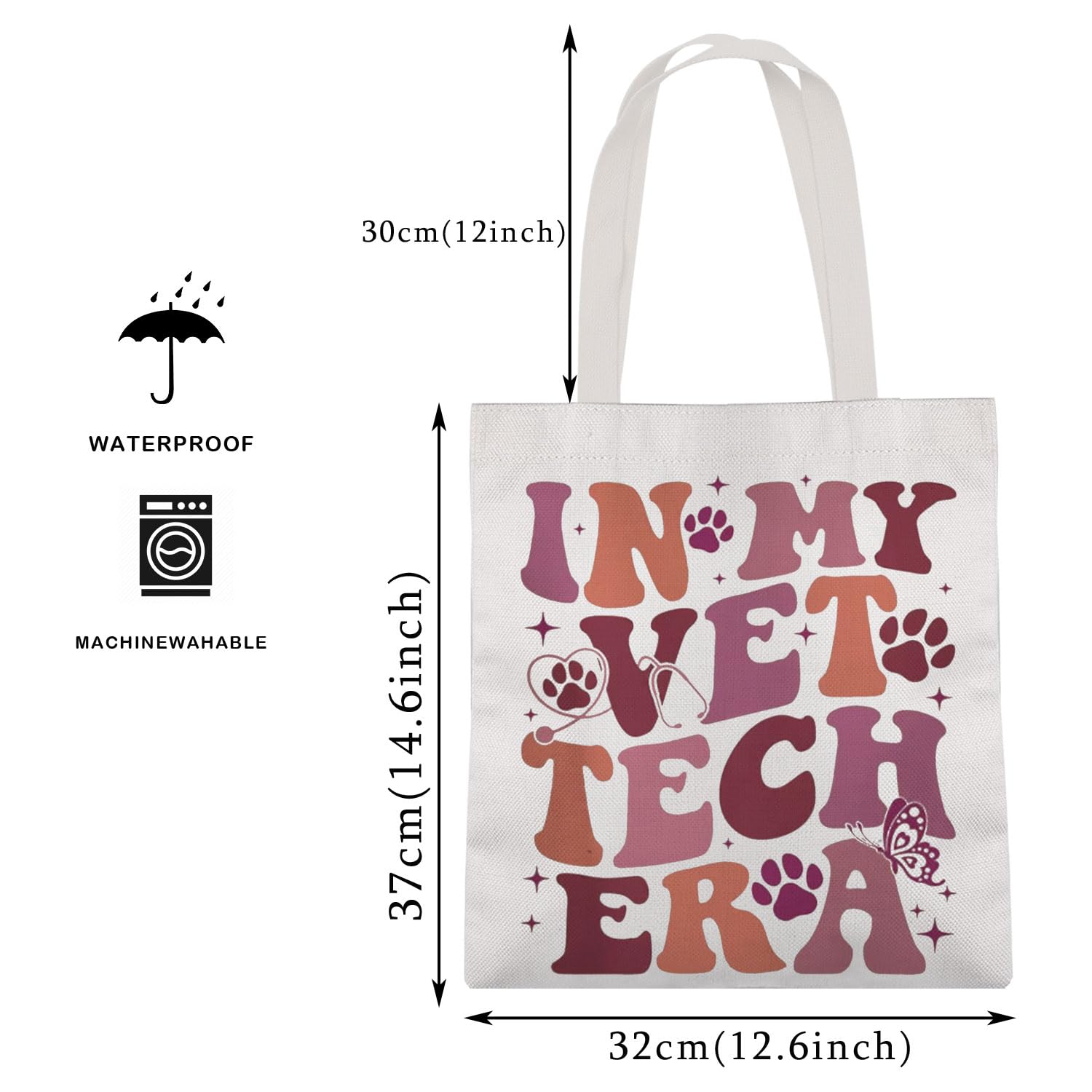 Veterinarian Gift - Vet Tech Era Canvas Tote Bag for Women | Durable Shopping & Work Bag for Veterinary Professionals | Perfect for Clinics, School & Travel