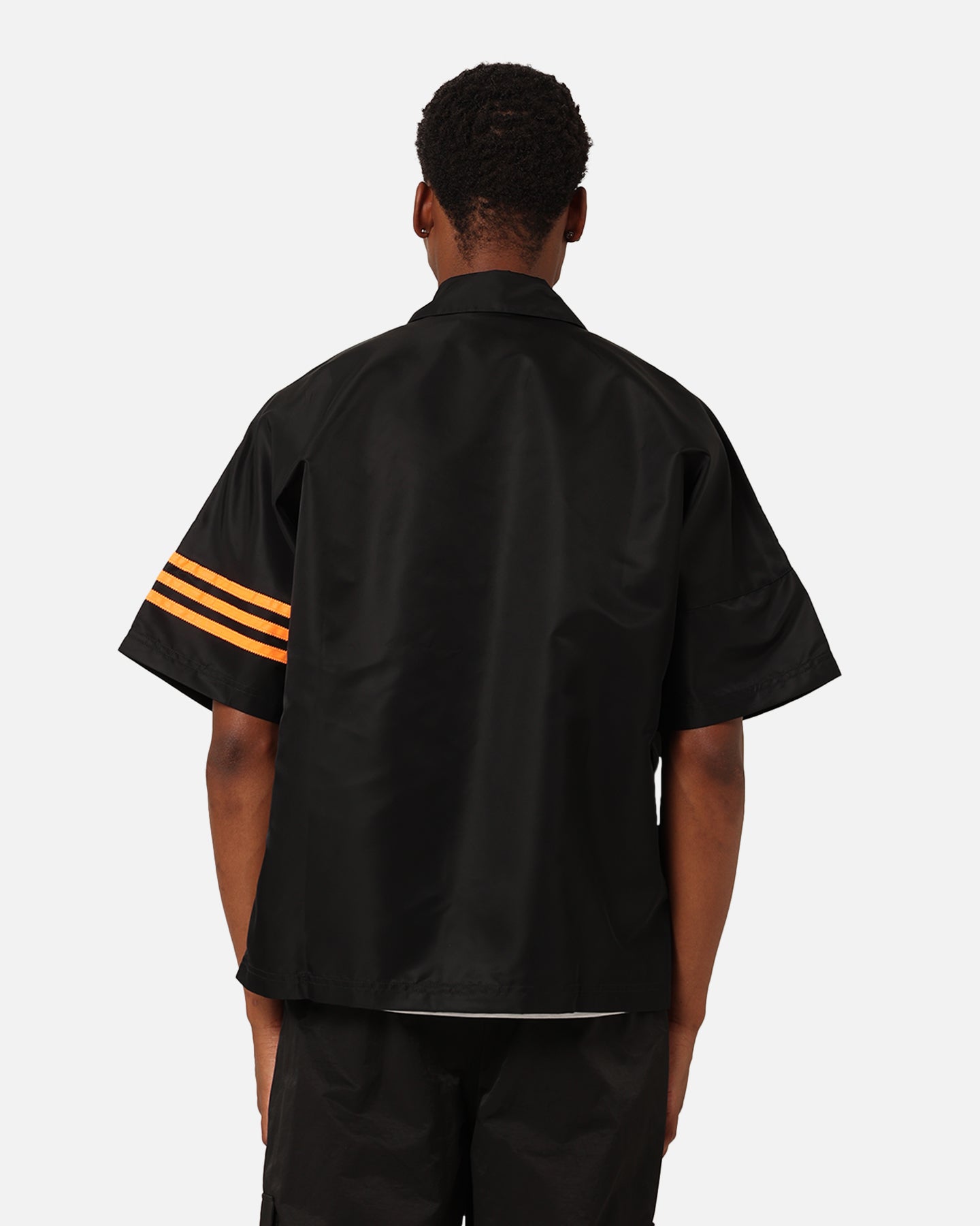 Adidas Neuclassics+ Short Sleeve Overshirt for Men - Black/Semi Impact Orange Casual Shirt | Perfect for Streetwear, Gym, and Everyday Outfits