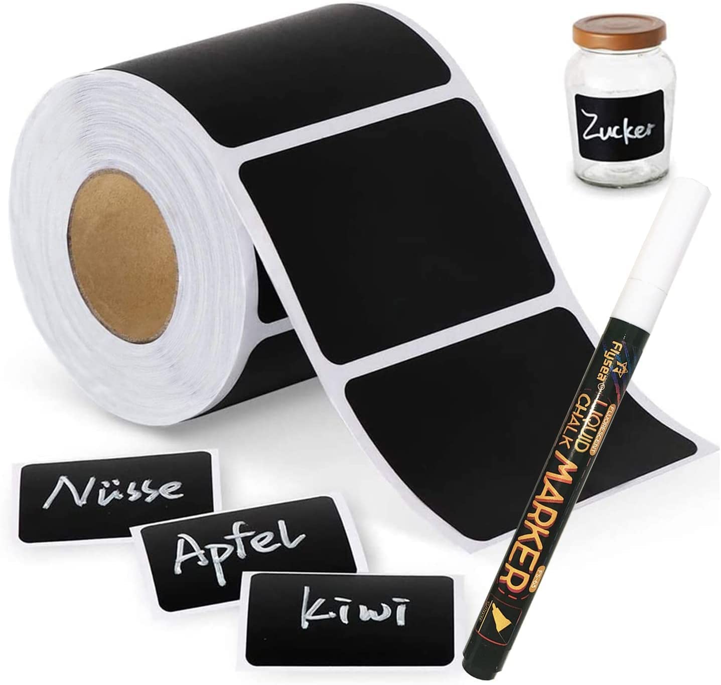 180Pcs Reusable Waterproof Chalkboard Labels with Erasable Chalk Marker - Perfect for Mason Jars, Pantry Organization, Party Decorations & Craft Room Storage - Ideal for Home, Office and Classroom Use