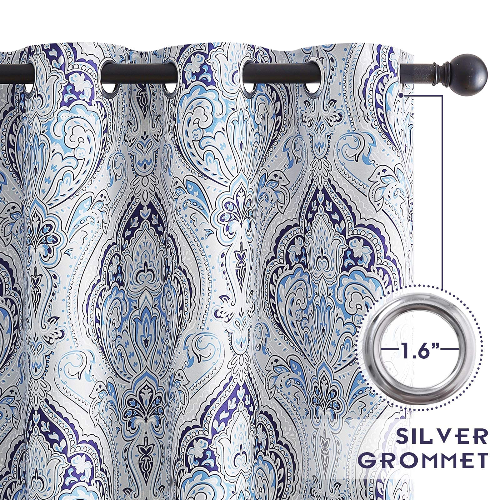 KGORGE Blackout Curtains for Living Room & Bedroom - Thermal Insulated Room Darkening Drapes with Matching Bath Mat Set | Perfect for Home Theater, Nursery, and Shift Workers