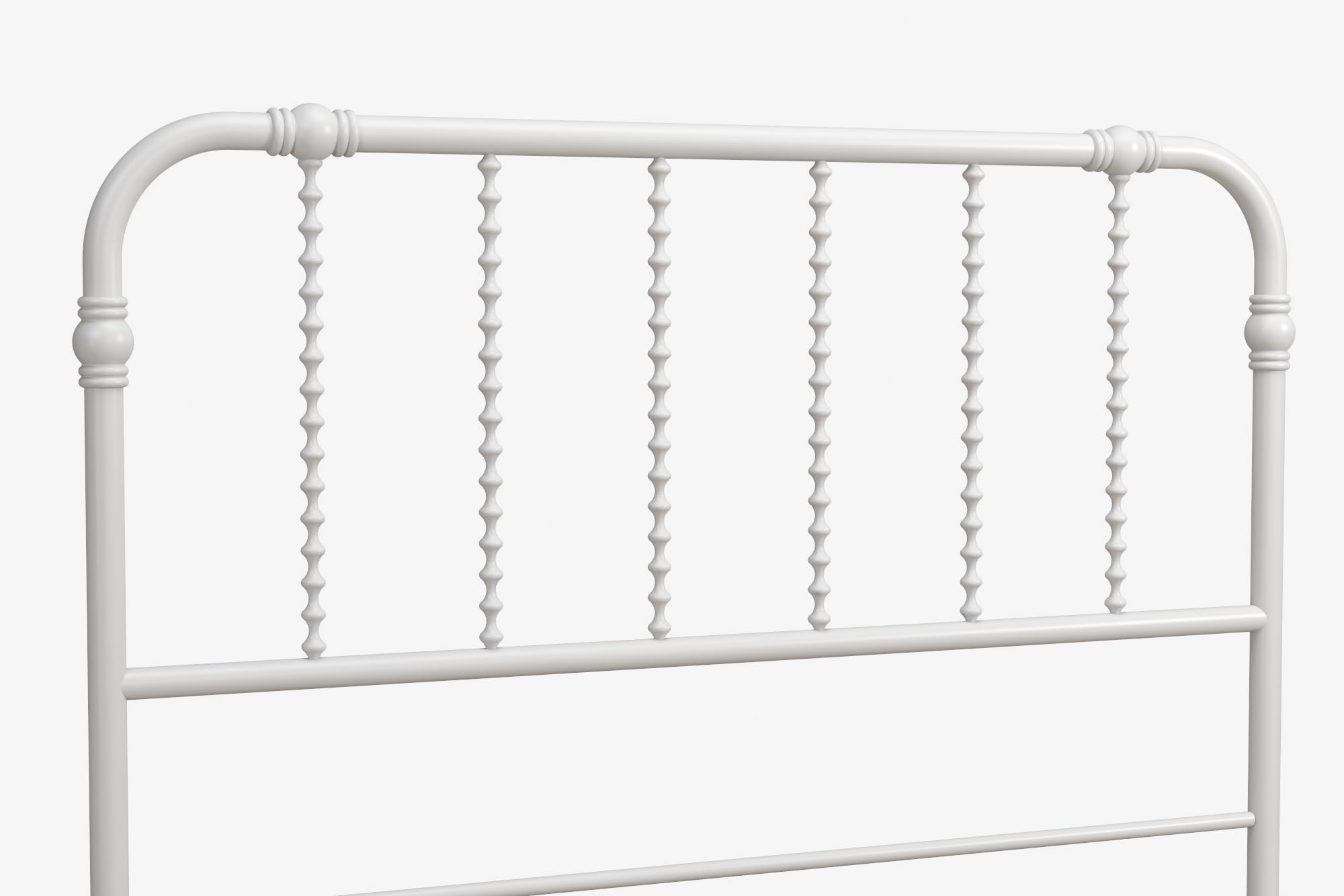 DHP Jenny Lind Twin Metal Bed Frame with Country Chic Headboard & Footboard - White Kids Bed with Underbed Storage Space for Toys | Perfect for Children's Bedrooms, Playrooms & Small Spaces
