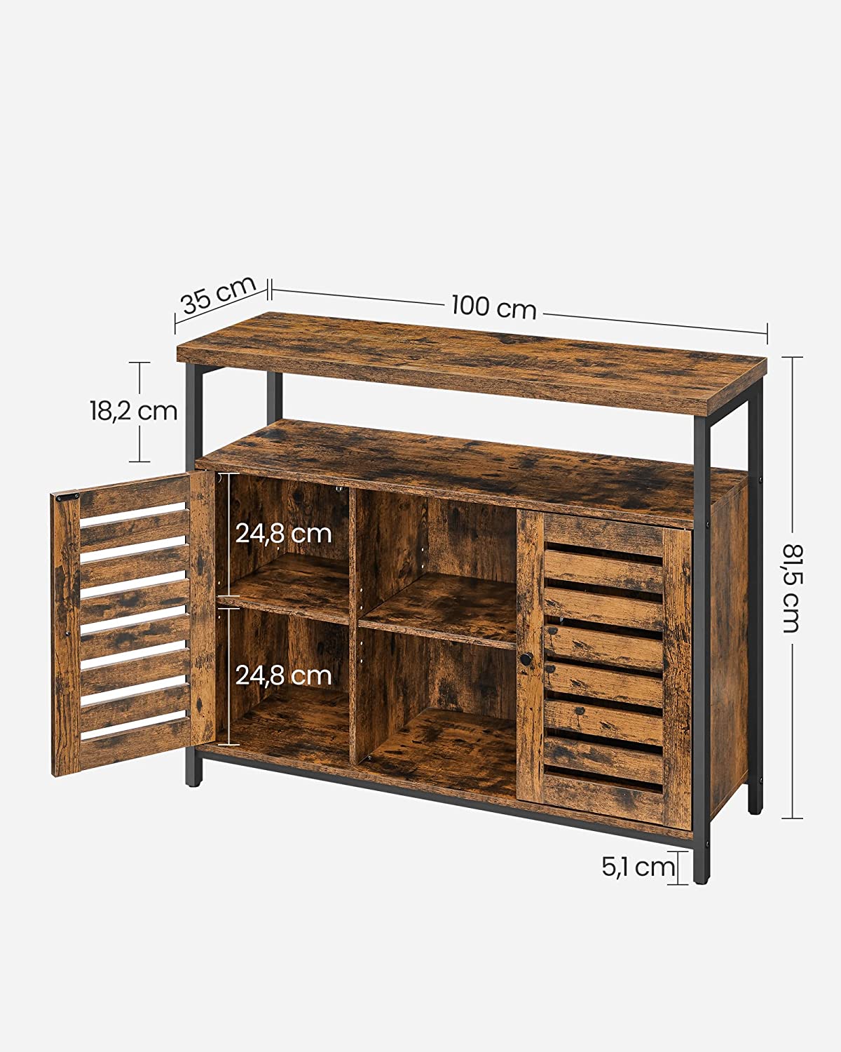 Rustic Buffet Storage Cabinet Sideboard - Model LSC79BX | Farmhouse Dining Room Furniture for Kitchen Storage & Display | Perfect for Dining Room, Living Room & Entryway Organization