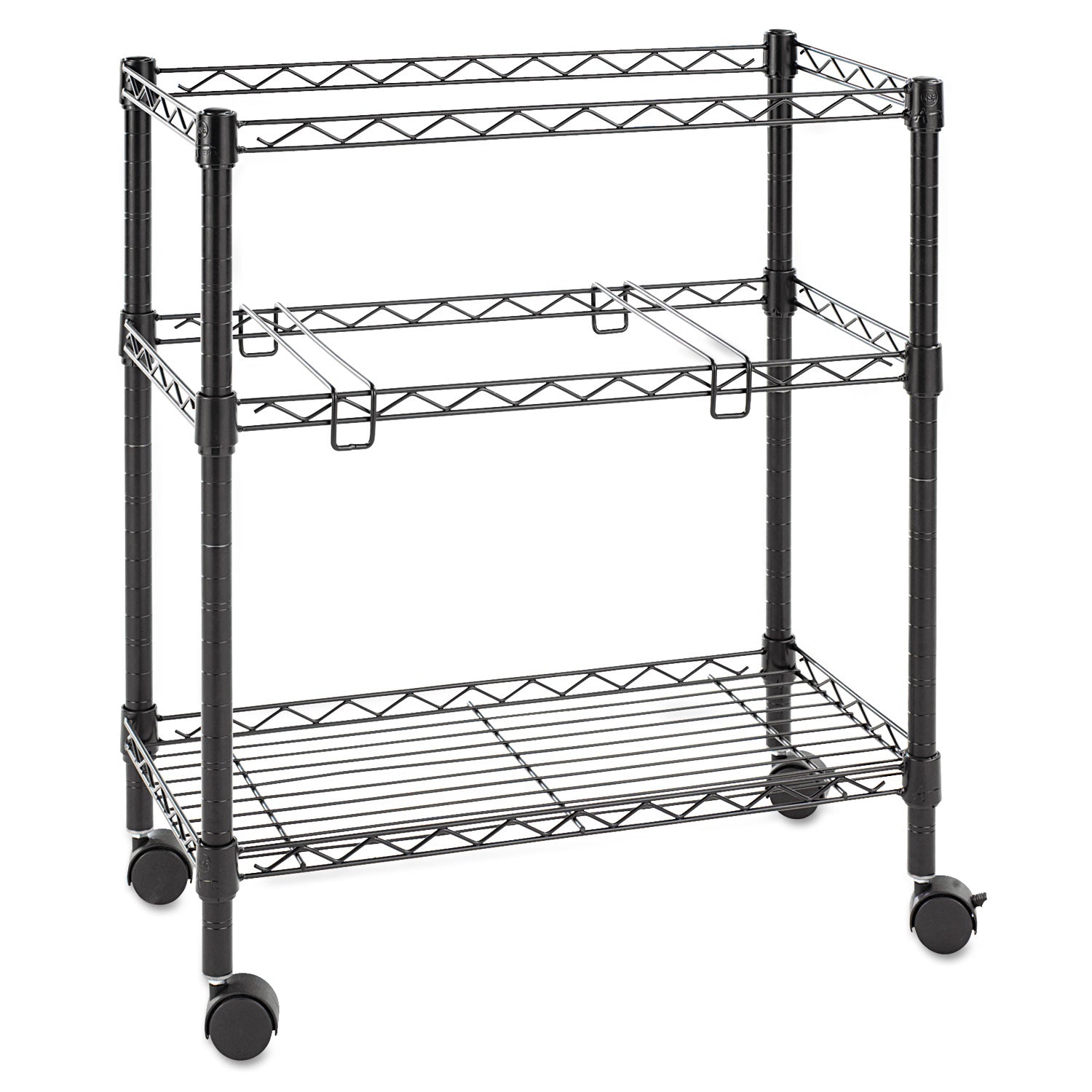 Alera® Two Tier Metal File Cart with 1 Shelf & 3 Bins - 26