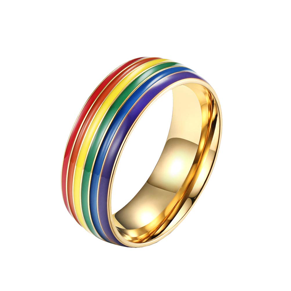 Rainbow Gay Pride Ring for Men & Women - Stainless Steel LGBTQ Jewelry in Silver, Gold & Black - Perfect for Pride Parades, Weddings & Everyday Wear