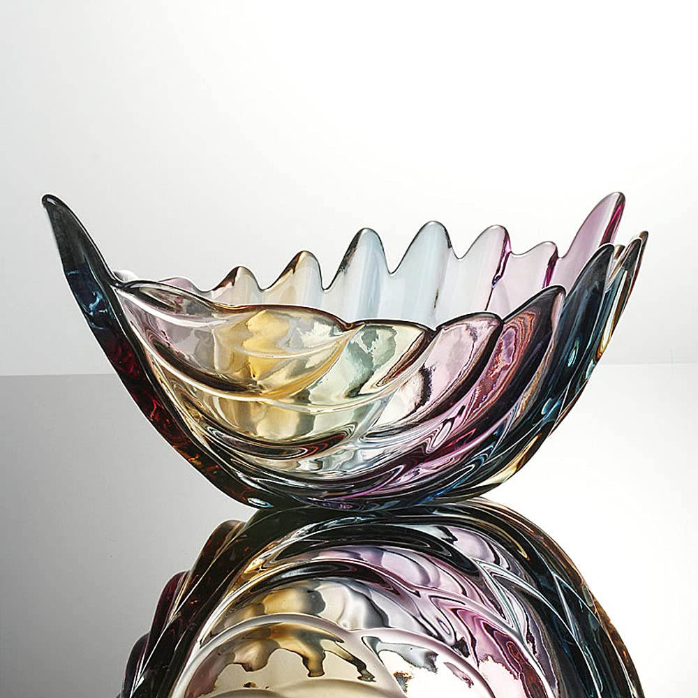 European Creative Lead-Free Crystal Glass Fruit Plate - Leaf Shape Luxury Snack Tray for Living Room, Dried Fruits, Nuts, Vegetables & Salad | Elegant Home Decor Serving Bowl for Parties, Dining & Gift Giving
