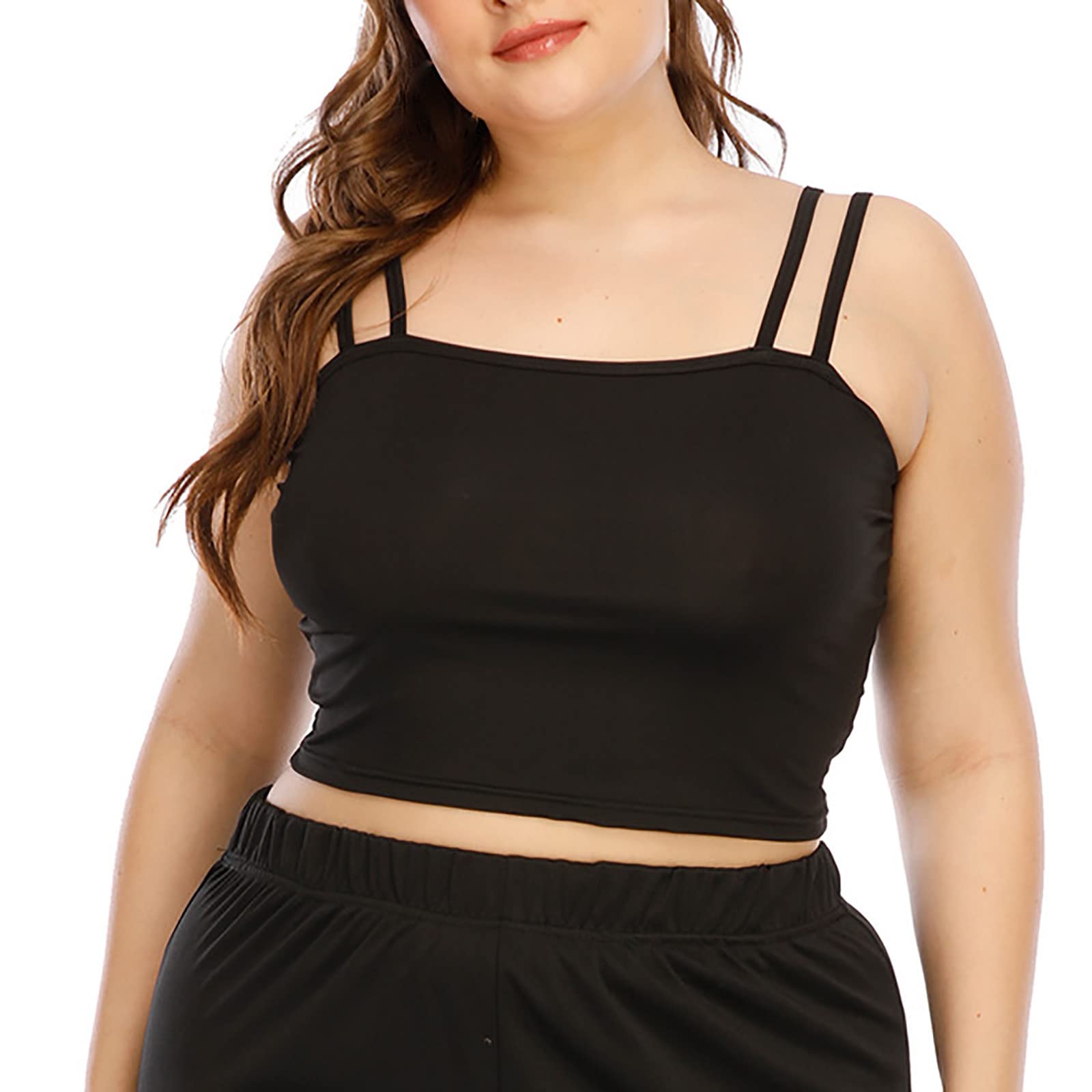 Plus Size Spaghetti Strap Tank Top - Women's Loose Fit Summer Camisole for Casual Outings