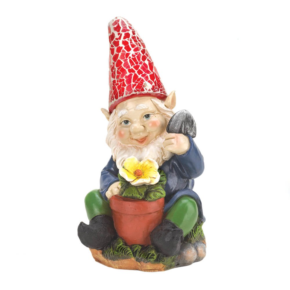 Zingz & Thingz Solar-Powered Garden Gnome Statue - Outdoor Decor for Lawn, Yard & Garden - Eco-Friendly Solar Light for Nighttime Illumination