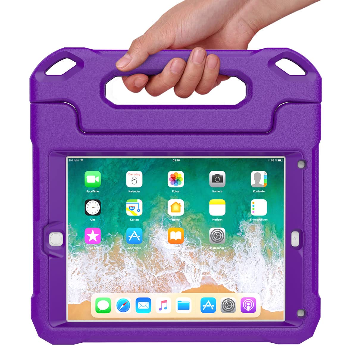 SUPLIK Shockproof Kids Case for iPad 5th/6th Gen (9.7 inch 2017/2018), iPad Air 1/2 & Pro 9.7 - Durable Protective Cover with Handle Stand & Screen Protector - Purple | Perfect for School, Travel & Home Learning