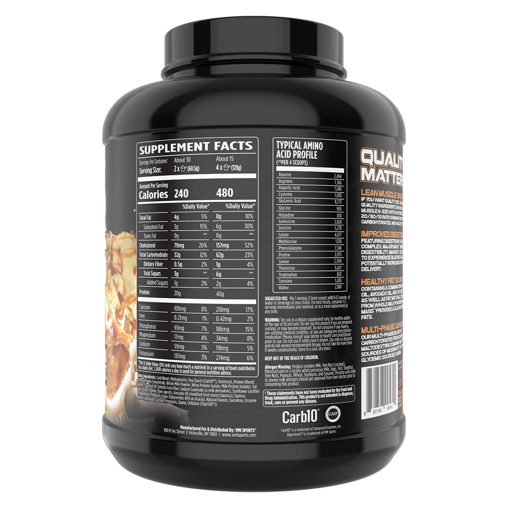 VMI Sports Major Mass Lean Mass Gainer Protein Powder - 4lbs Apple Pie Flavor for Muscle Growth & Weight Gain | High Calorie Protein Shake for Men & Women | Post-Workout Recovery & Bulking Supplement