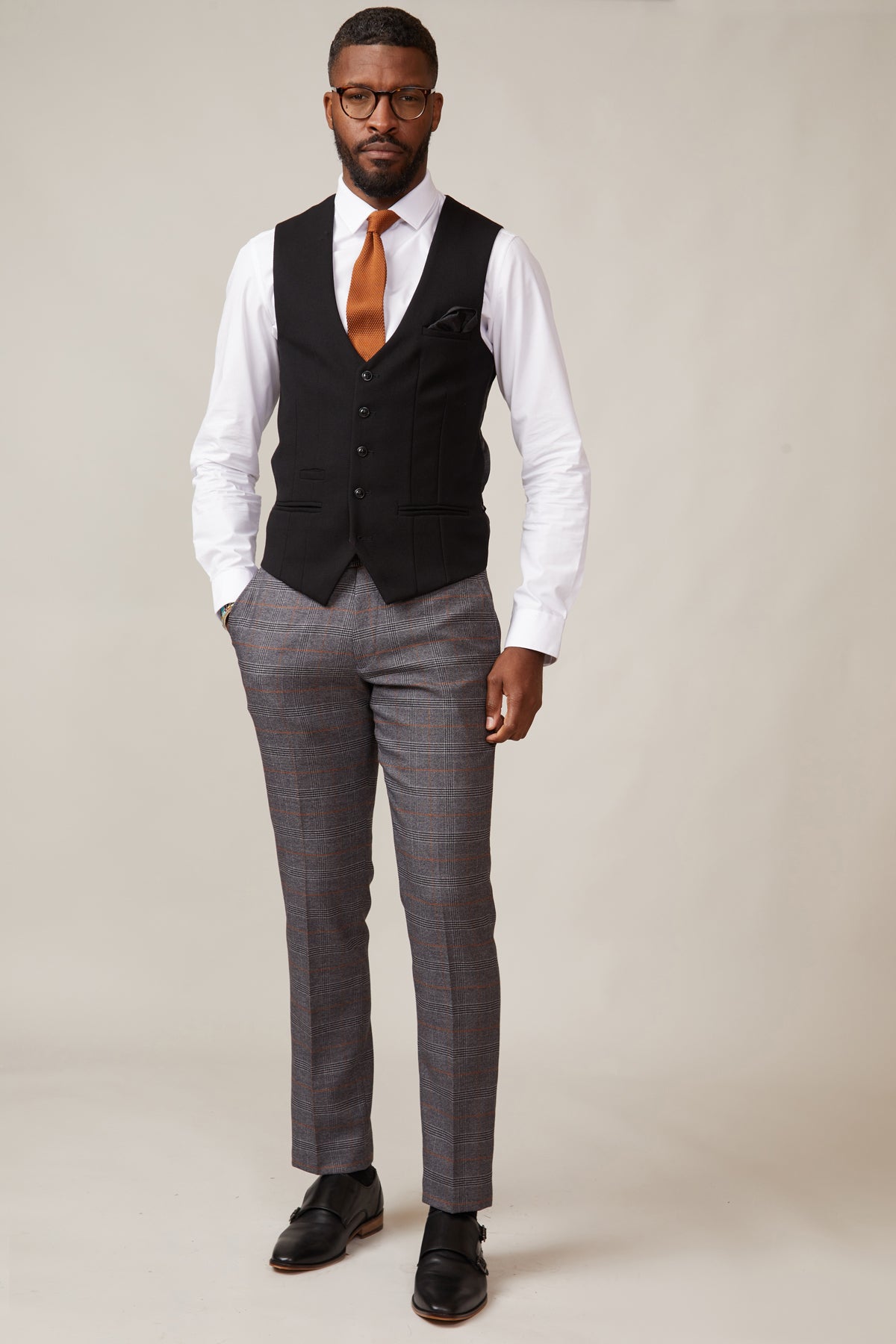KELVIN Men's Slim Fit Black Single Breasted Waistcoat Vest - Perfect for Weddings, Business & Formal Events
