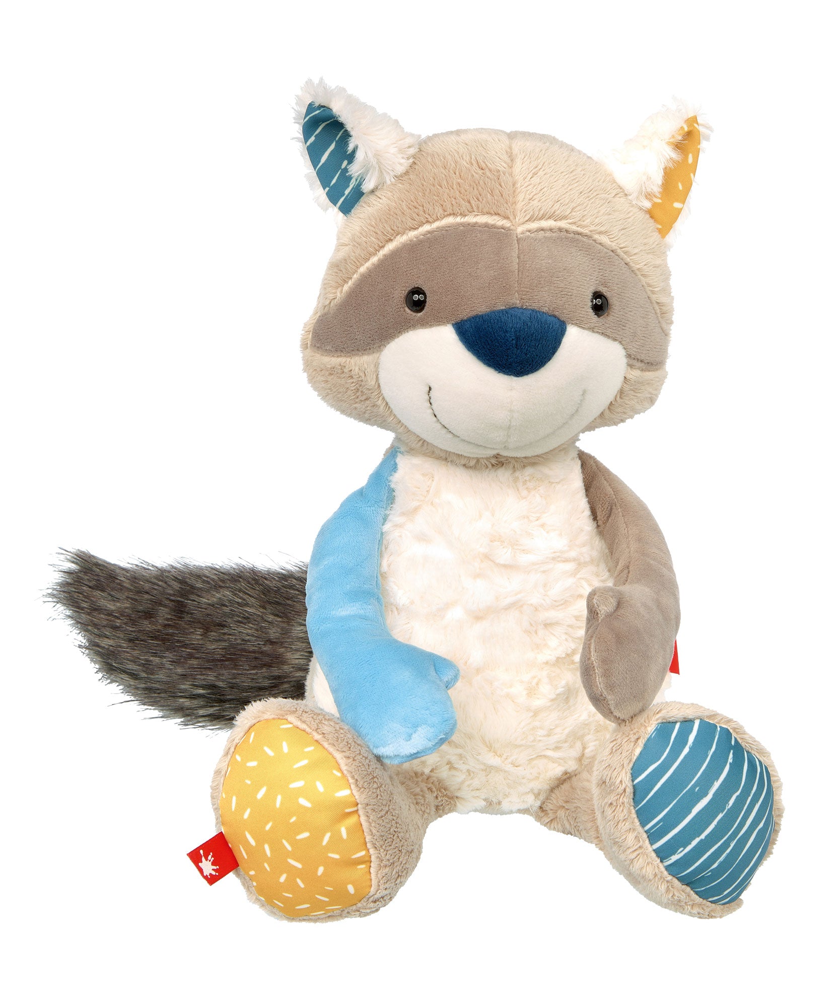 Cute Patchwork Raccoon Plush Toy - Soft Stuffed Animal for Kids, Perfect for Gifts, Cuddling & Nursery Decor
