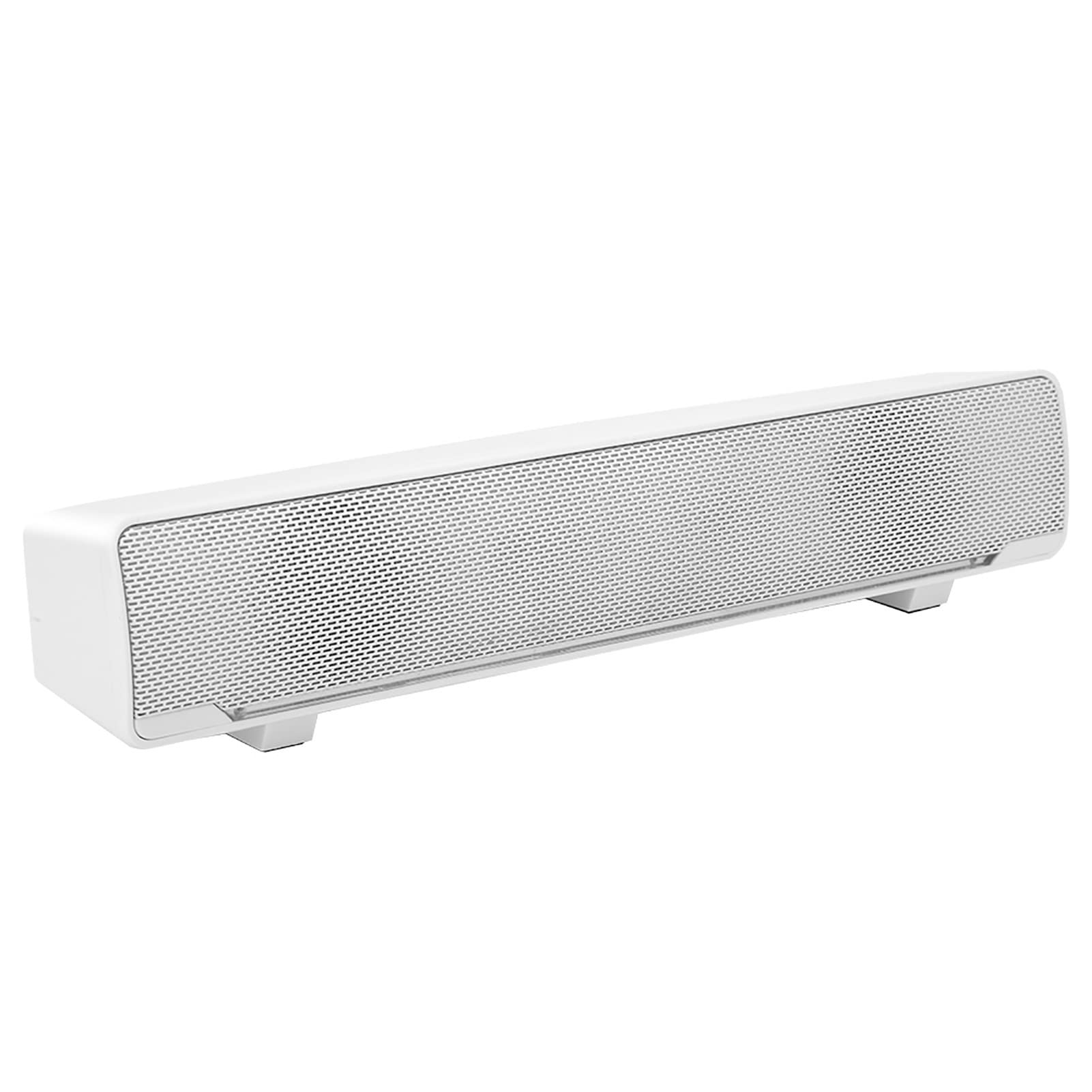 USB Powered Computer Soundbar with Dual Stereo Speakers, Wired Laptop Speaker Bar with 3.5mm Audio Plug & LED Lighting, Perfect for Gaming PC, Desktop Monitor, Laptop, Tablets - Ideal for Home Office, Streaming & Multimedia (White)