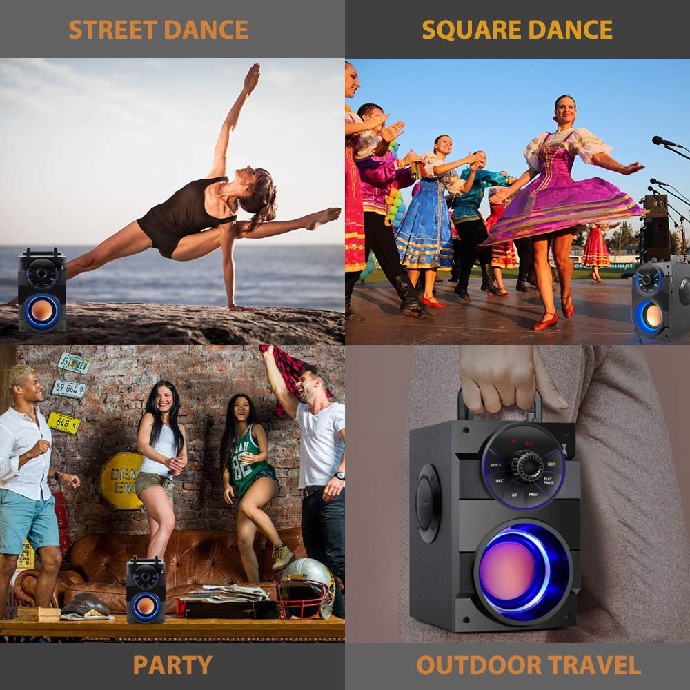 TAMPROAD Portable Bluetooth Speaker with Subwoofer - Wireless Speaker with Rich Bass, FM Radio & Remote Control for iPhone, Android, PC, TV - Perfect for Outdoor, Indoor, Party & Home Entertainment