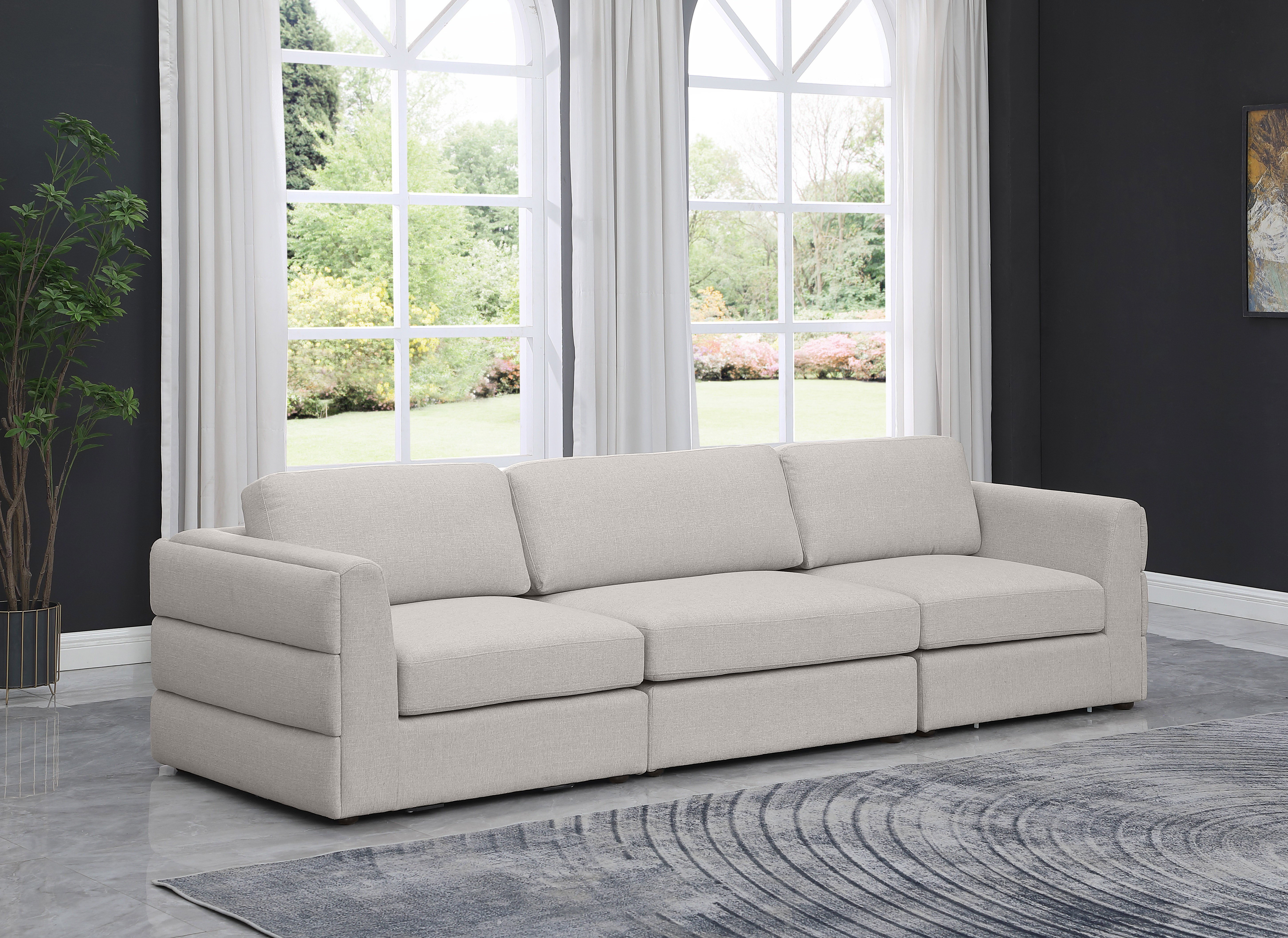 Beckham Durable Linen Textured Fabric Modular Sofa - Modern Sectional Couch for Living Room, Lounge & Home Office - Easy to Assemble Comfortable Sofa Set with Washable Covers