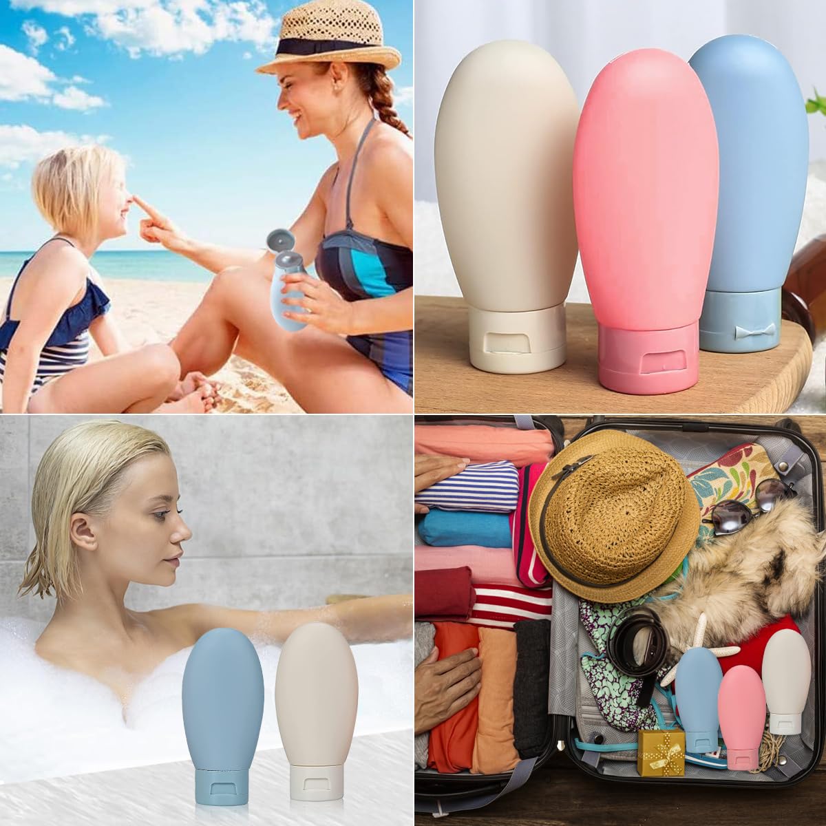 Venzina® 3-Pack 60ml Travel Bottles Set - Leak Proof Refillable Plastic Containers for Toiletries, Shampoo, Lotion & Cream | TSA Approved Squeeze Bottles with Secure Lids | Perfect for Air Travel, Gym & Vacation Essentials