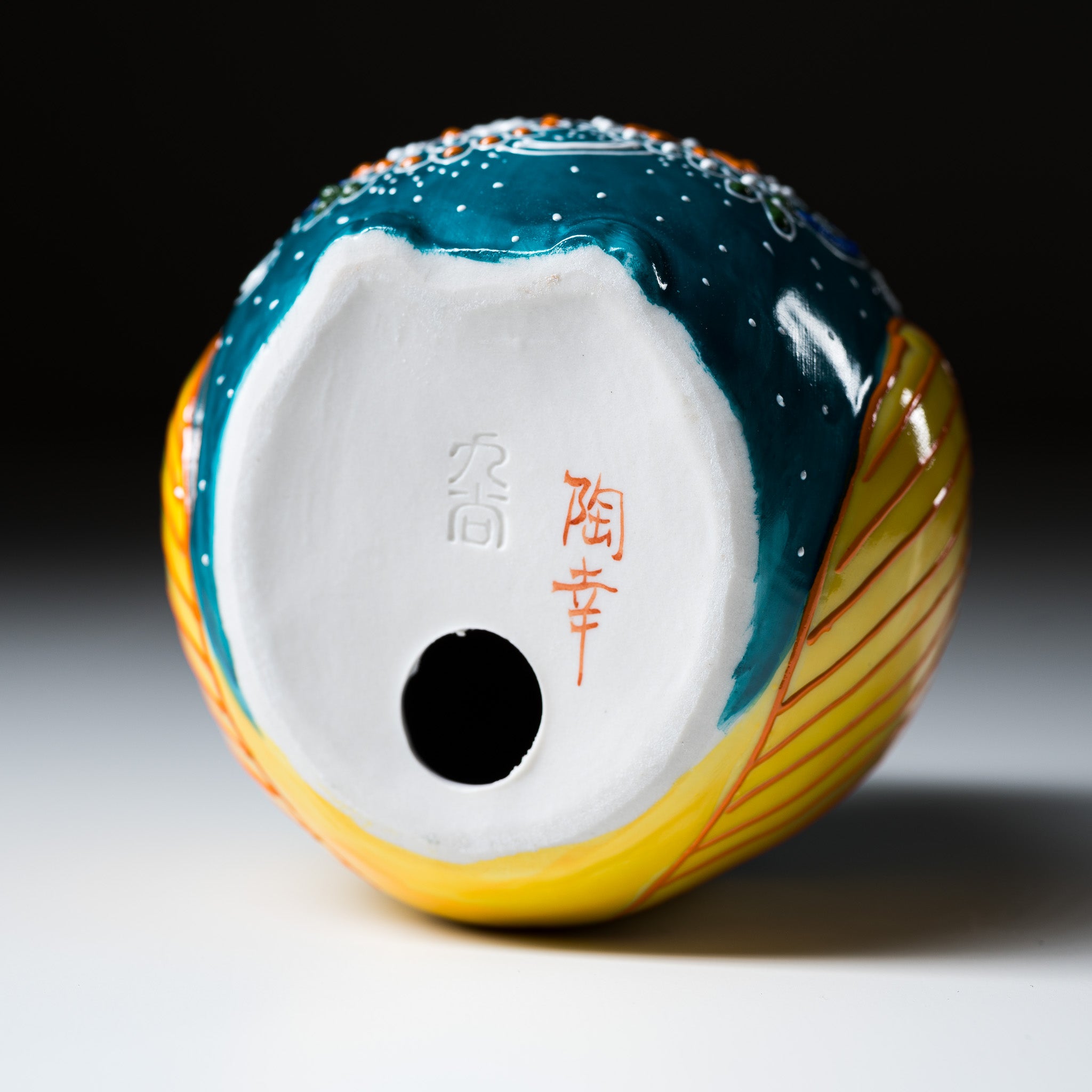 Kutani Ware Animal Ornament - Emerald Owl Figurine | Japanese Traditional Ceramic Art | Home Decor, Gift Idea, Collectible