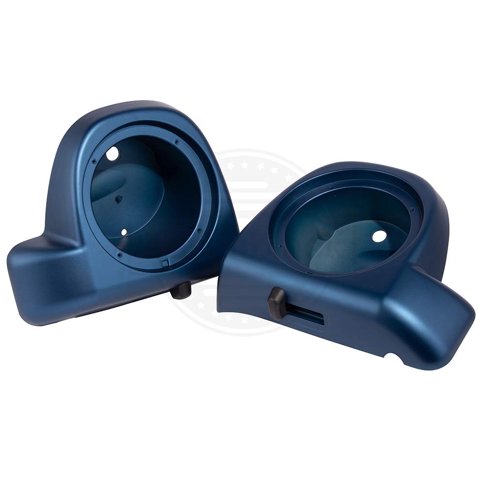 Moto Onfire Legend Blue Denim 6.5 Inch Speaker Box Pods for Harley Touring Motorcycles - Compatible with Lower Vented Fairings (2014-2020 Models) - Perfect for Road Trips & Custom Bike Upgrades