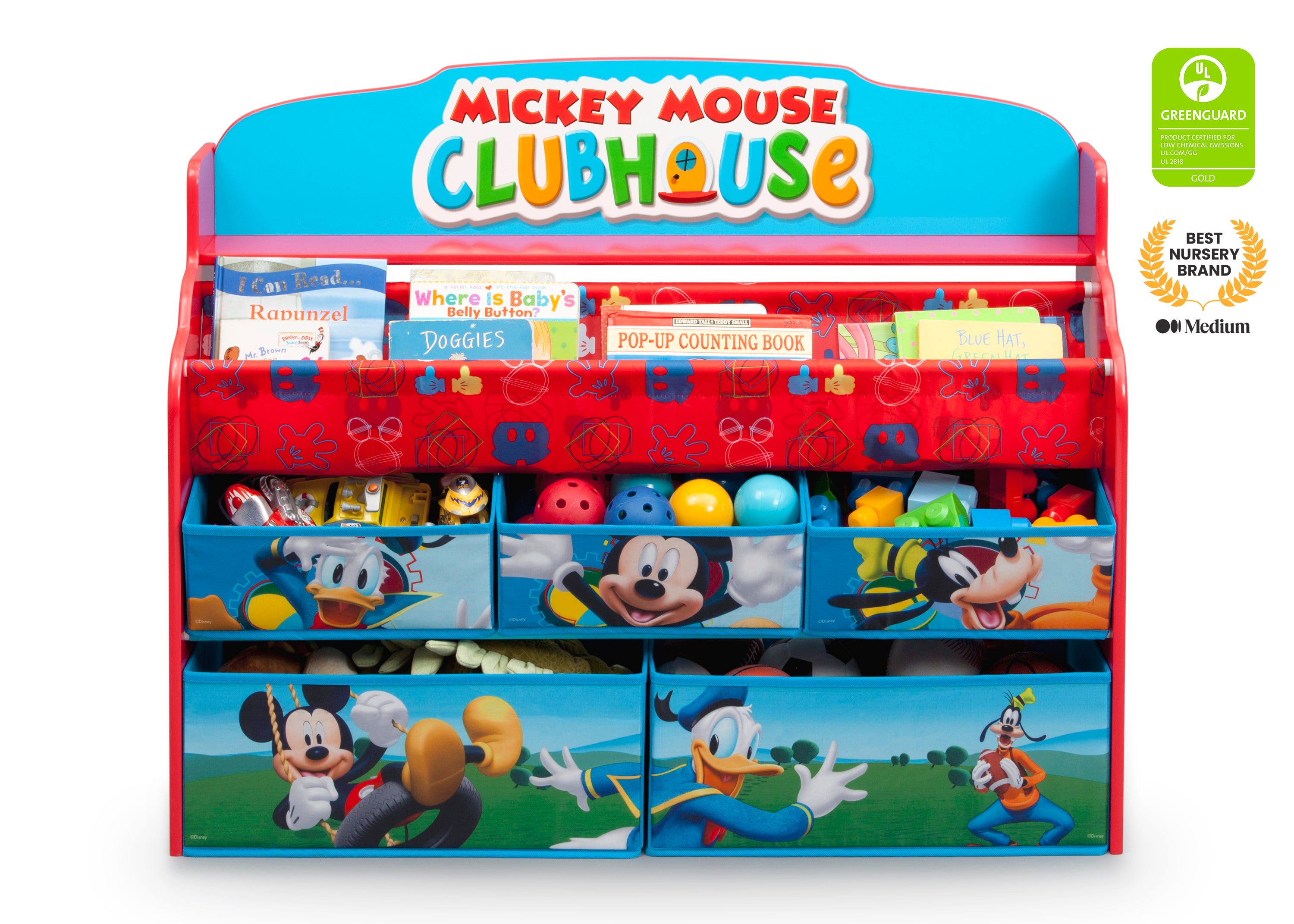 Mickey Mouse Deluxe Book & Toy Organizer Storage Box for Kids - Perfect for Nursery, Playroom & Classroom Organization