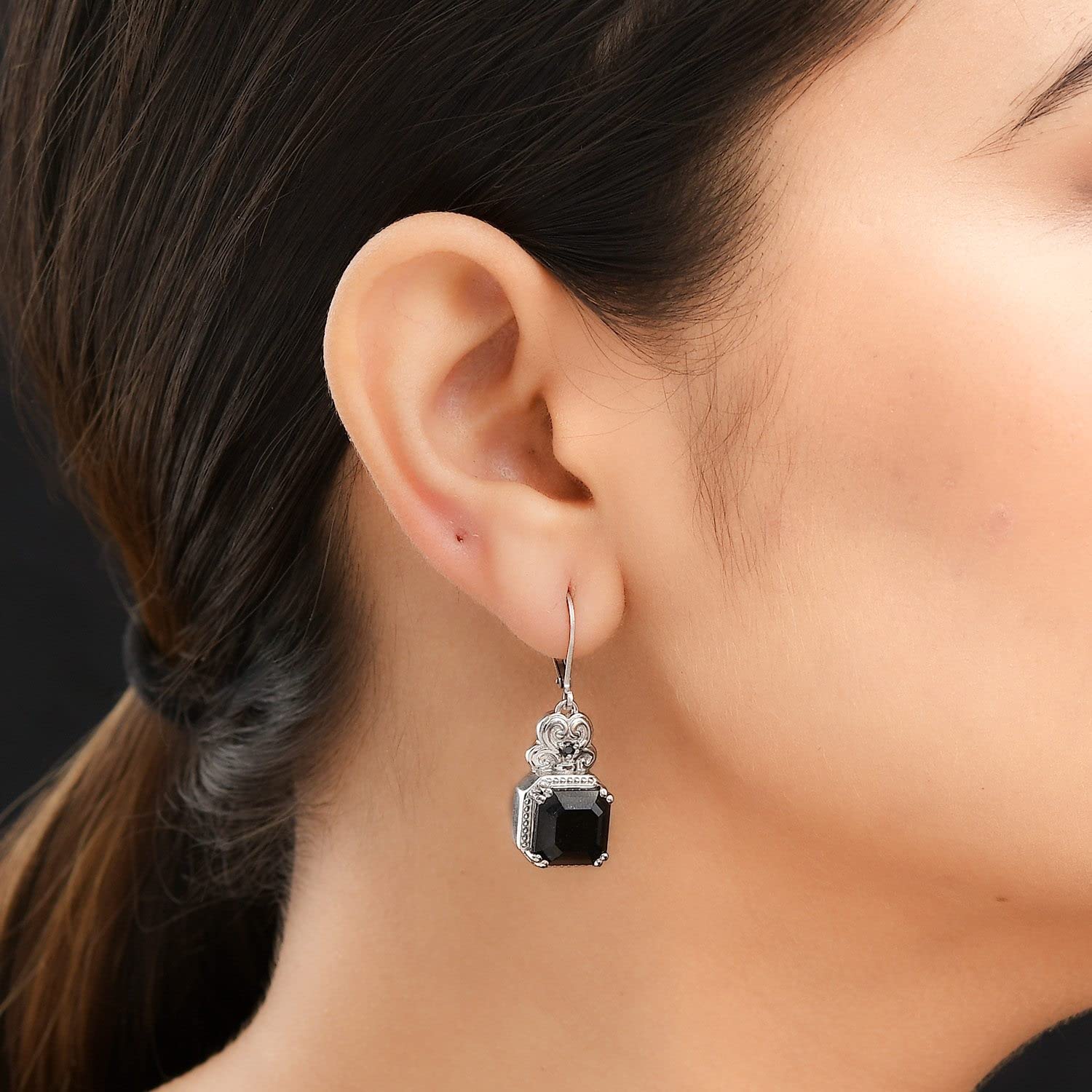 Black Tourmaline & Spinel Dangle Earrings for Women - 7.13ct Birthstone Jewelry with Stainless Steel Lever Back - Elegant Gift for Birthday, Anniversary & Special Occasions | Perfect for Parties, Weddings & Everyday Wear