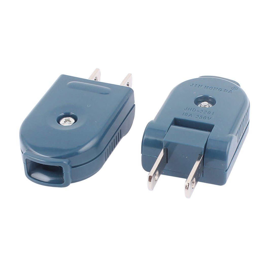 2 Pack US Plug Power Cord - 250V 10A Rewirable Rotating AC Connector with Charger (Blue) - Perfect for Laptops, TVs & Home Appliances