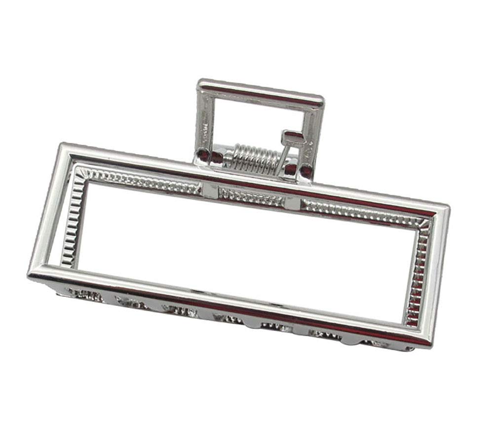 Vintage Silver Metal Hair Claw Clip for Women - Rectangle Jaw Clamp Hair Accessories for Ponytail, Bun & Updo Hairstyles