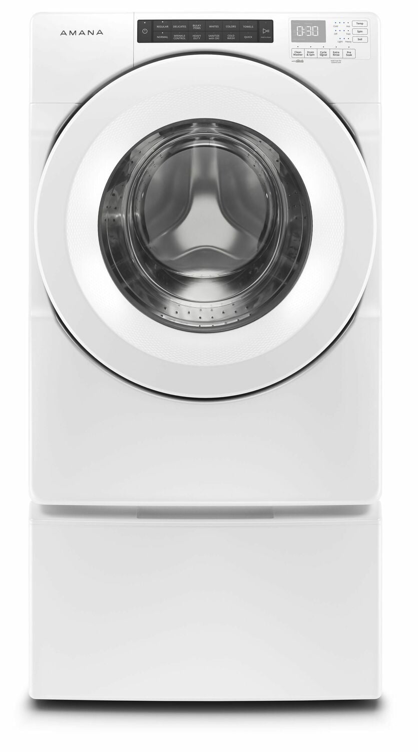 Amana NFW5800HW 4.3 Cu. Ft. Large Capacity Front Load Washer in White - Perfect for Laundry Rooms, Apartments & Small Spaces