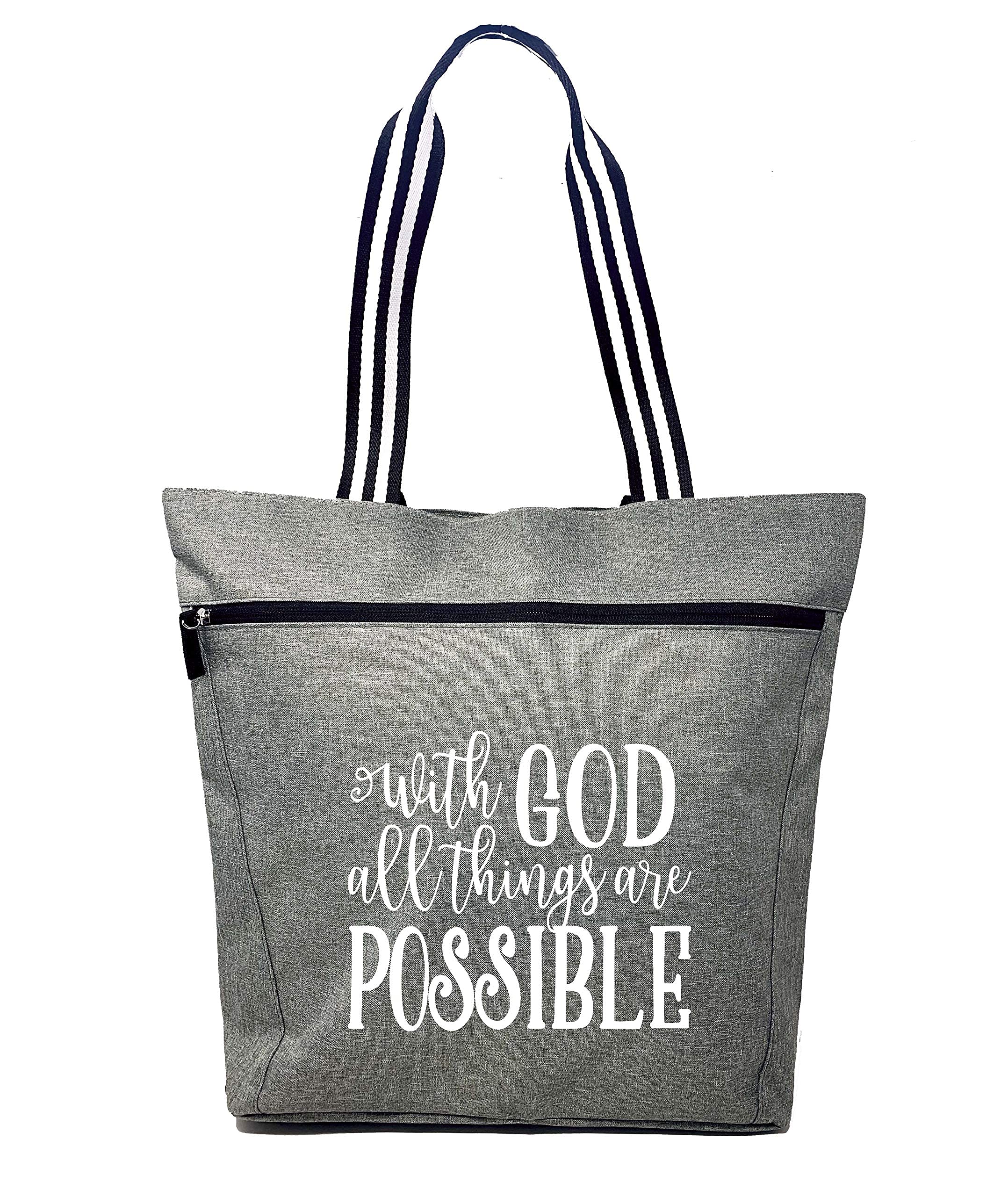 Large Inspirational Zippered Tote Bag for Women - Christian Gift Ideas - Perfect for Church, Bible Study & Daily Use