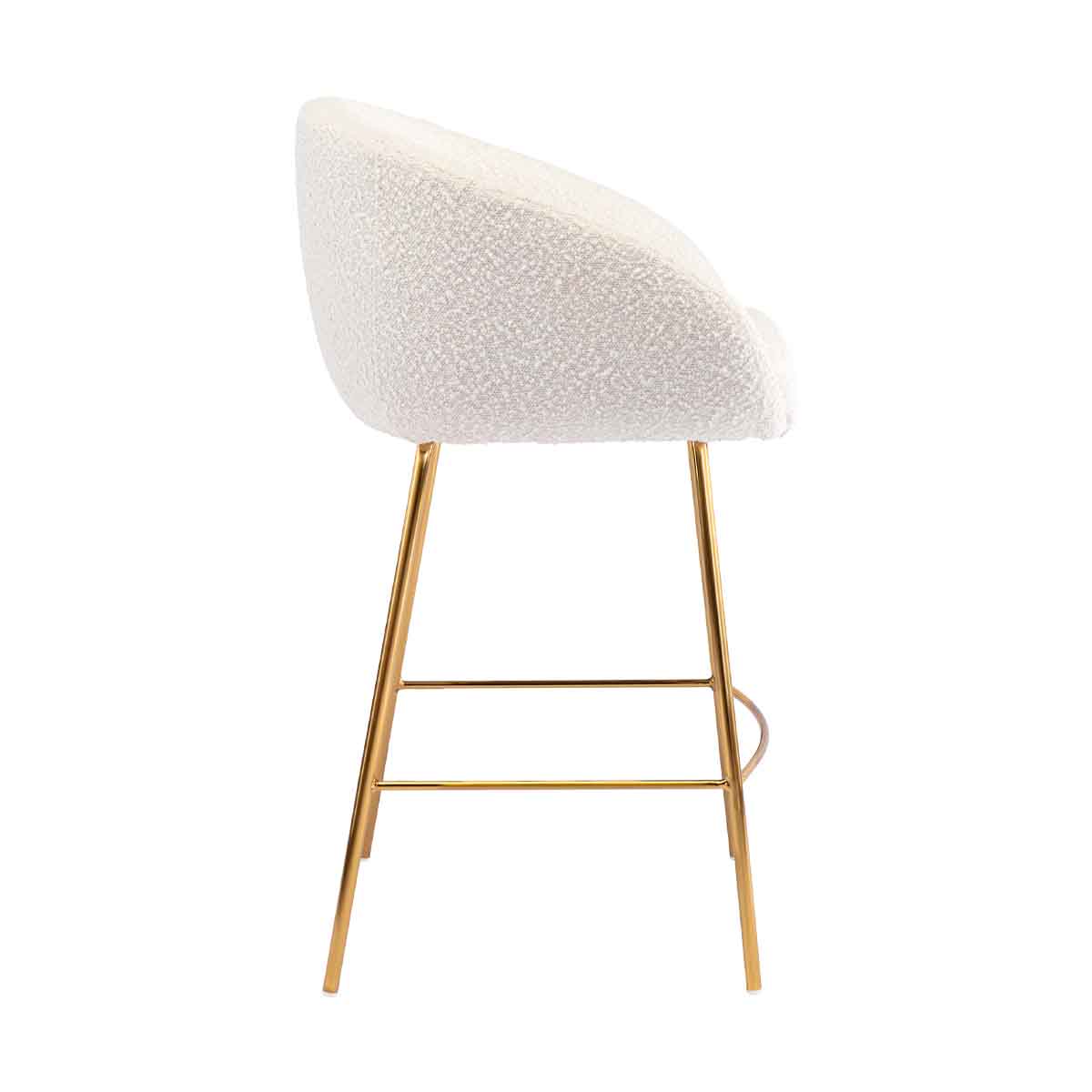 Avalon Boucle Bar Stool - Modern Upholstered Counter Height Stool with Metal Legs - Perfect for Kitchen Island, Breakfast Nook & Home Bar Decor