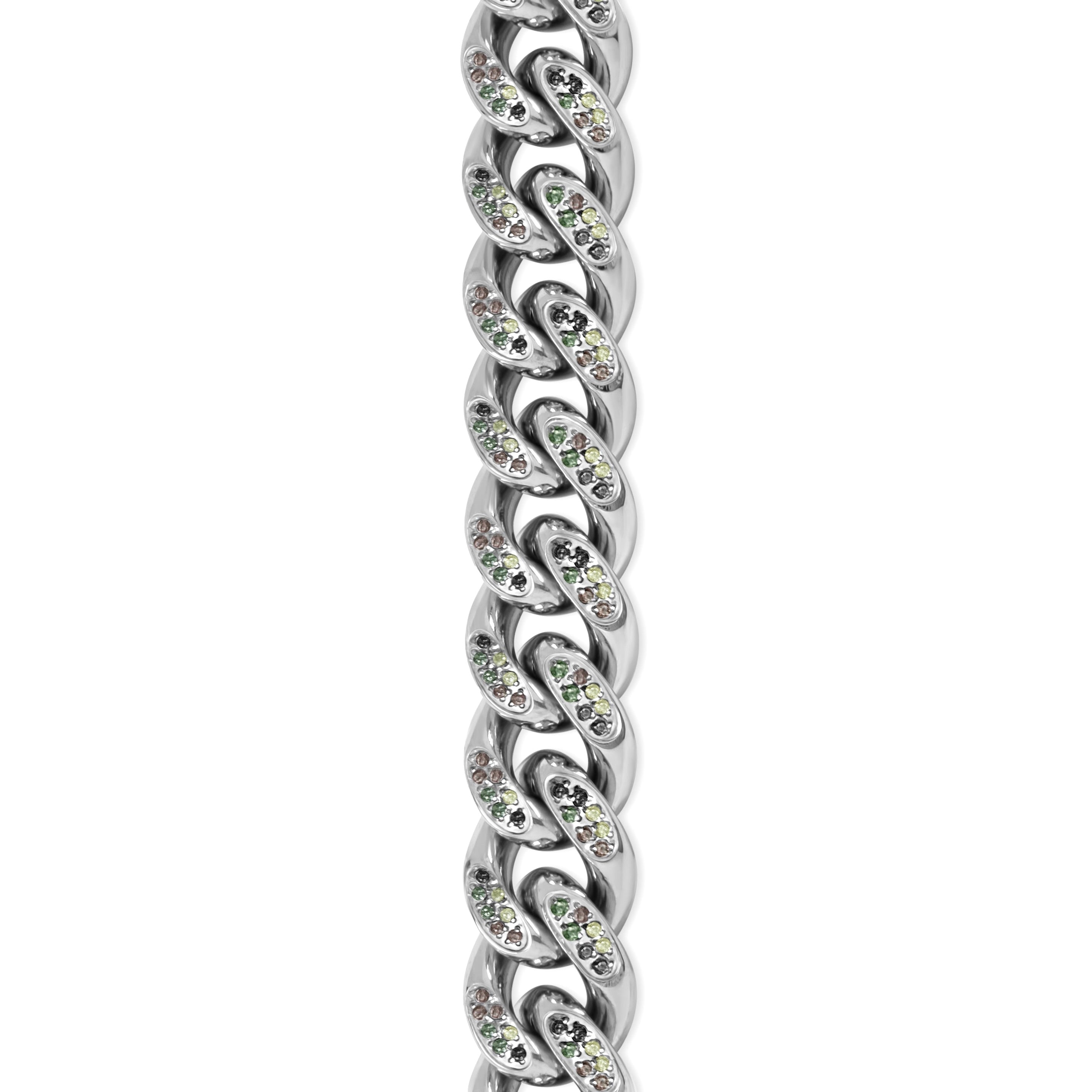 12mm Woodland Camo Iced Pavé Cuban Link Bracelet - Stainless Steel Men's Jewelry for Outdoor Adventure & Streetwear Fashion