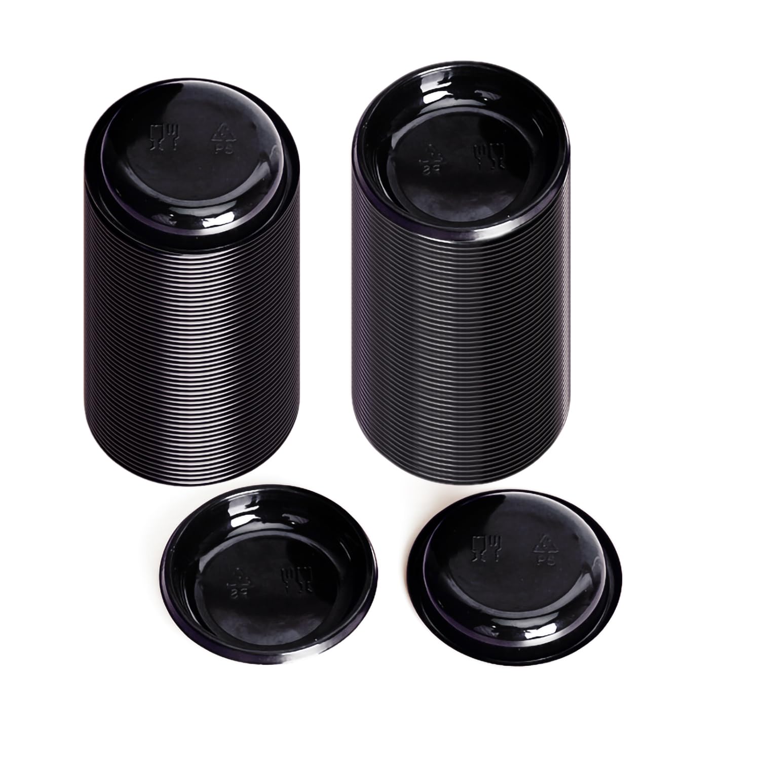 100-Pack Black Plastic Disposable Sauce Dishes - Round Dipping Bowls for Sushi, BBQ, Ketchup, Mustard & Soy Sauce - Perfect for Restaurants, Parties & Takeout Meals