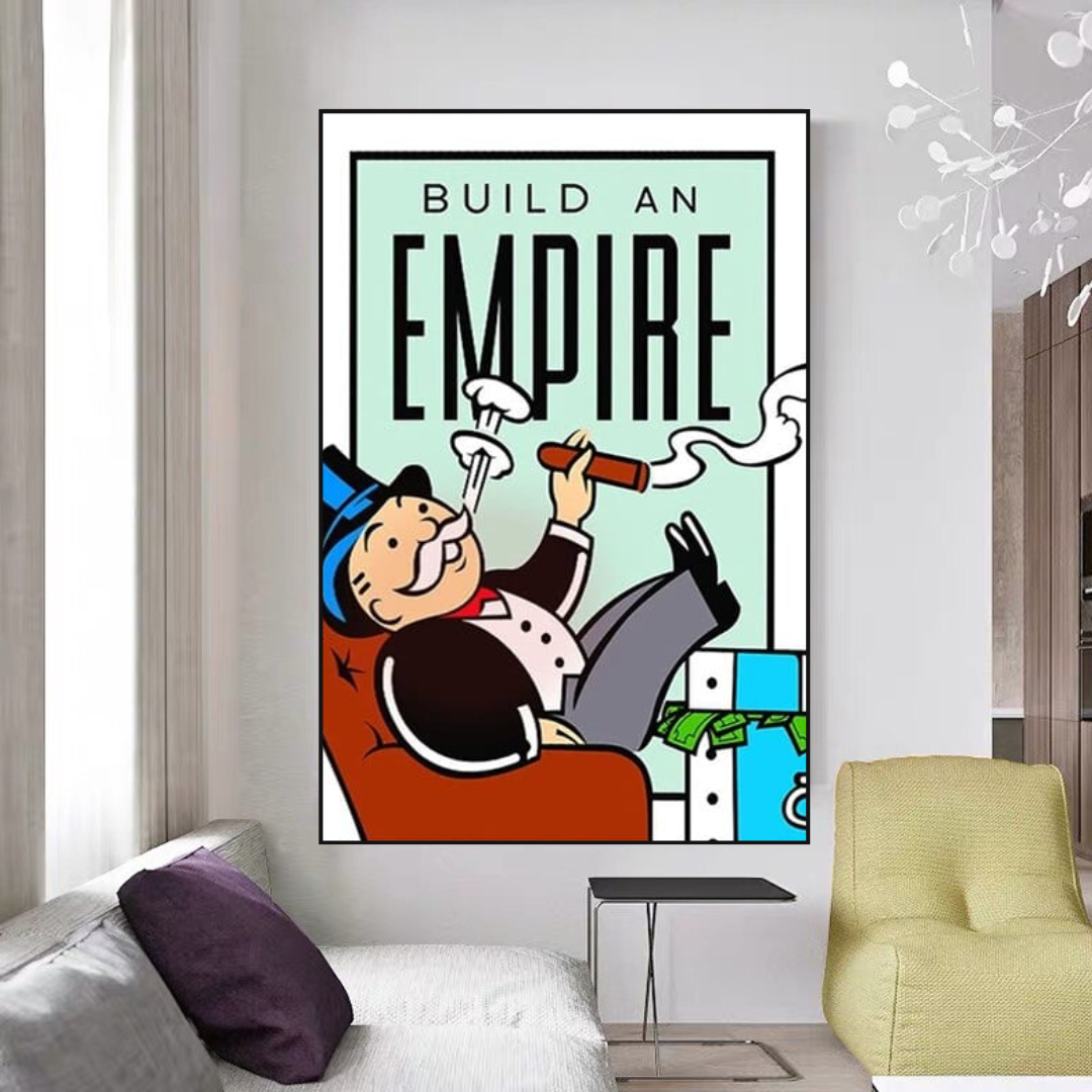 Monopoly Empire Building Card Game Canvas Wall Art - Vintage Board Game Decor for Living Room, Game Room & Office
